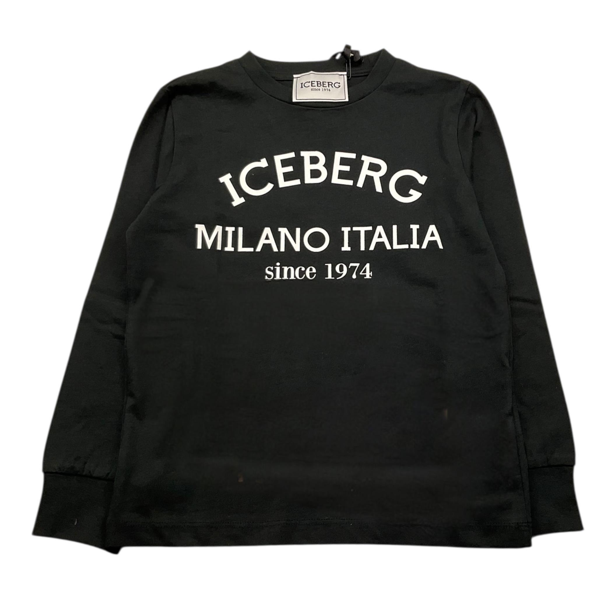 ICEBERG shirt tinta unita con stampa in contrasto Nero per Bambino TSICE5329JX NERO ICEBERG
