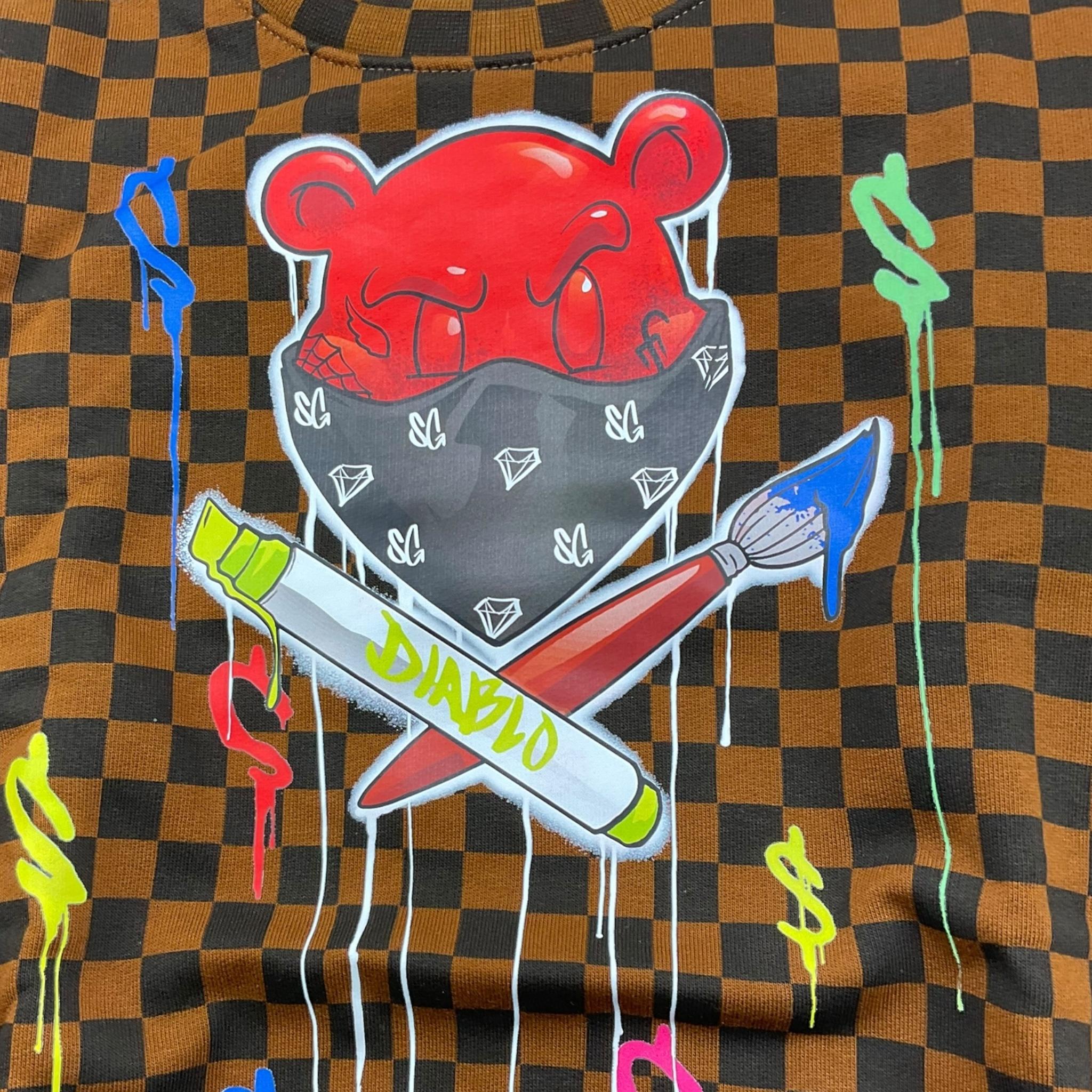 SPRAYGROUND felpa tinta unita girocollo fantasia a scacchi Marrone per Bambino SPY1045 MARRONE SPRAYGROUND