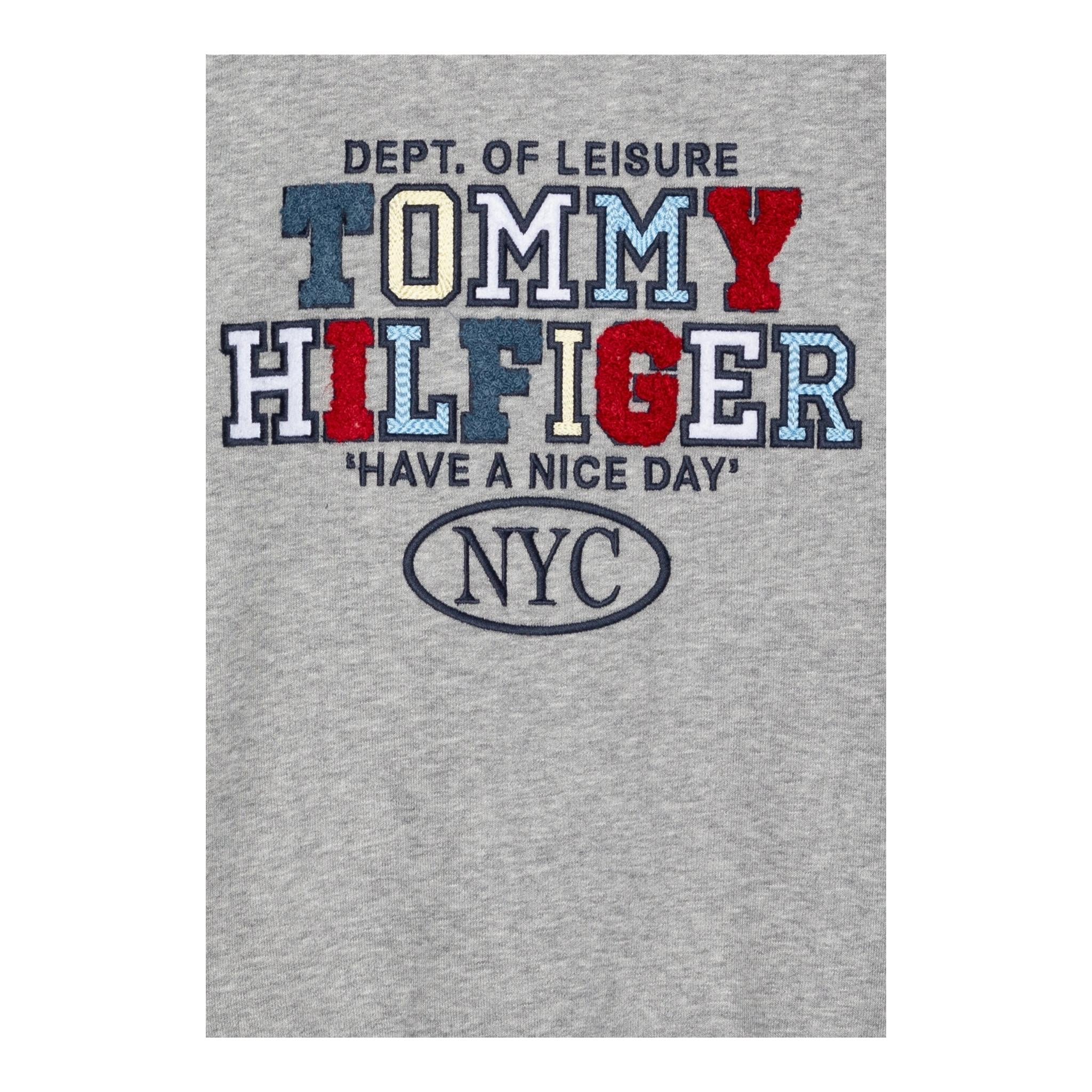 TOMMY HILFIGER felpa chiusa con cappuccio tinta unita con logo Grigio per Bambino KB0KB09050 GRIGIO TOMMY HILFIGER