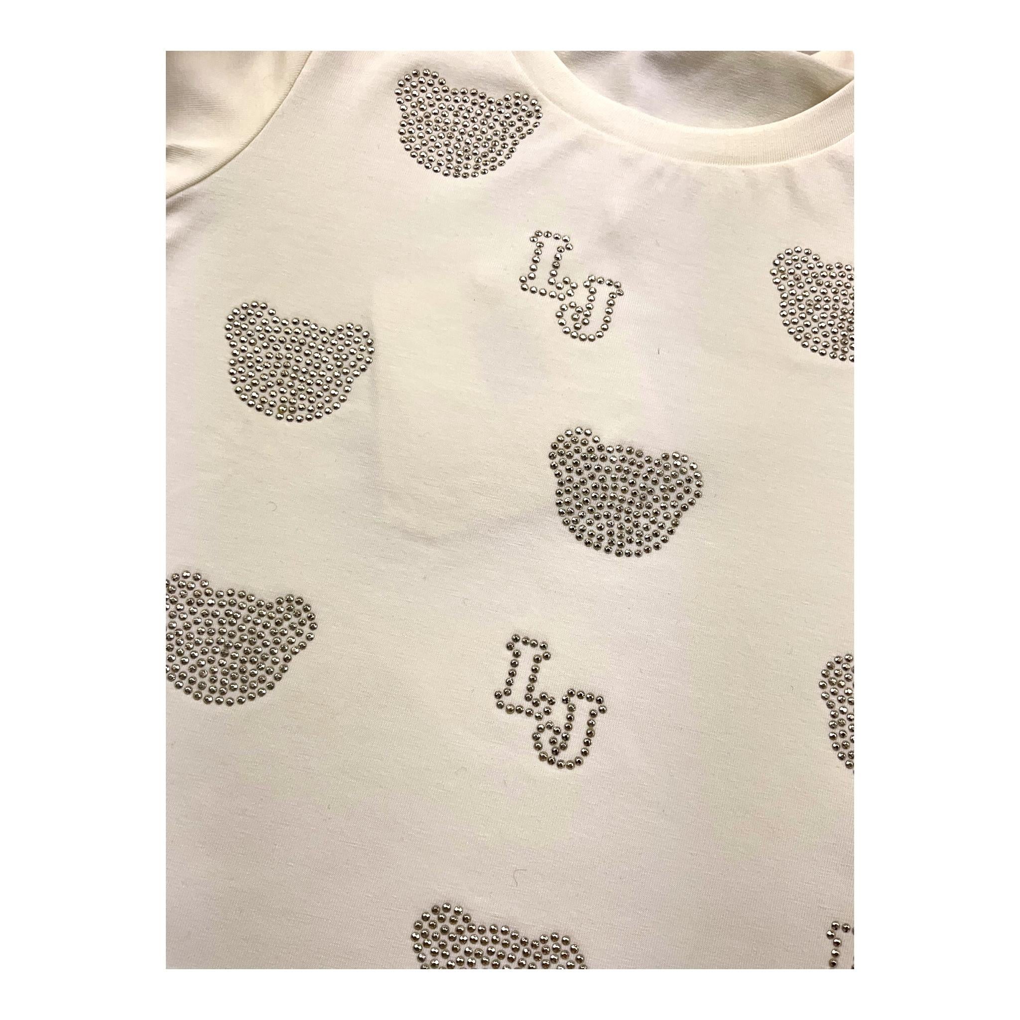 LIU JO shirt girocollo tinta unita con stampa brillantinata Panna per Neonata KF4065XX PANNA LIU JO