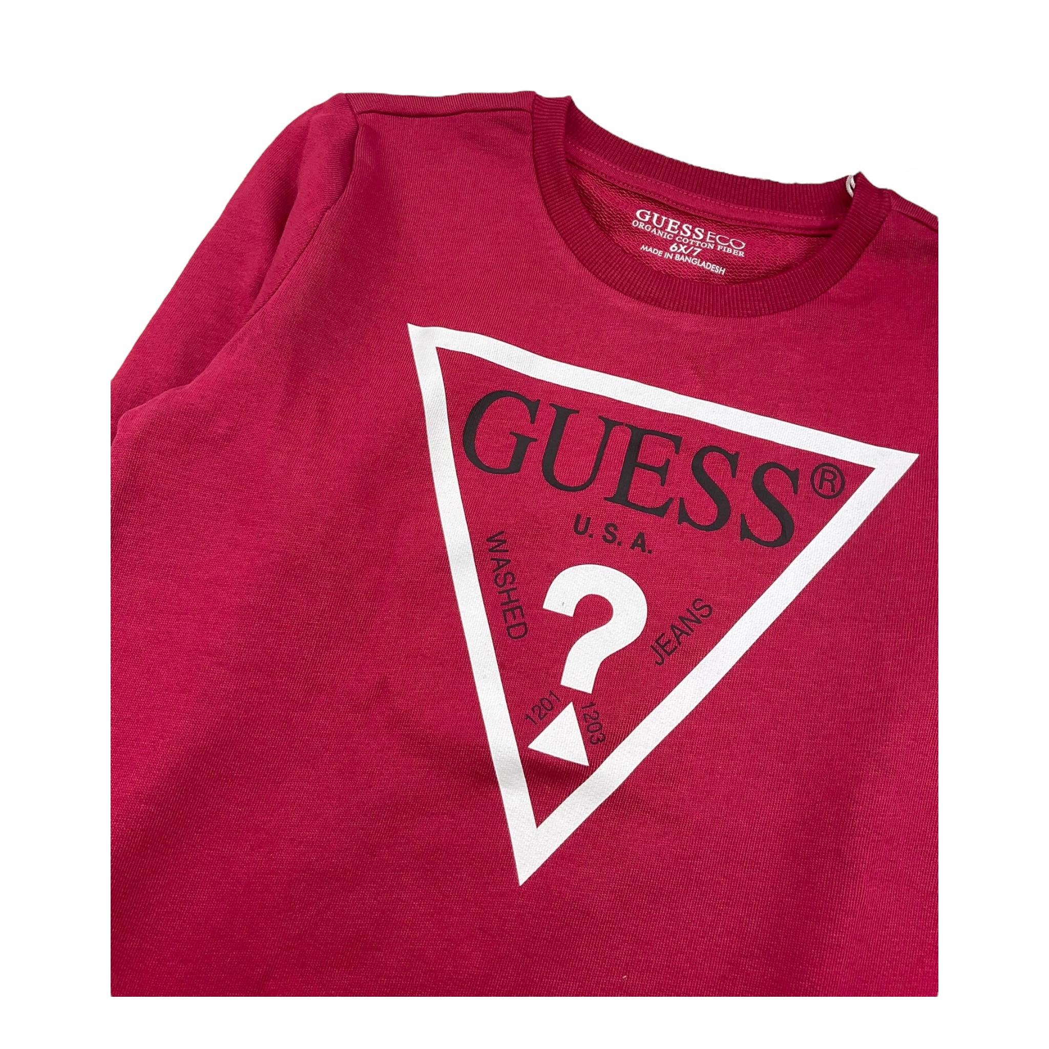 GUESS felpa tinta unita girocollo con stampa Bordeaux per Bambino N73Q10KAUG0X BORDEAUX GUESS