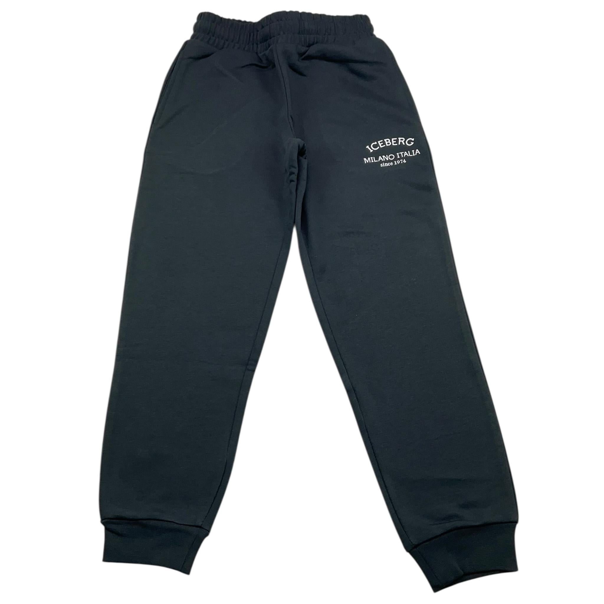 ICEBERG pantalone tuta tinta unita con stampa Nero per Bambino PFICE5316JX NERO ICEBERG