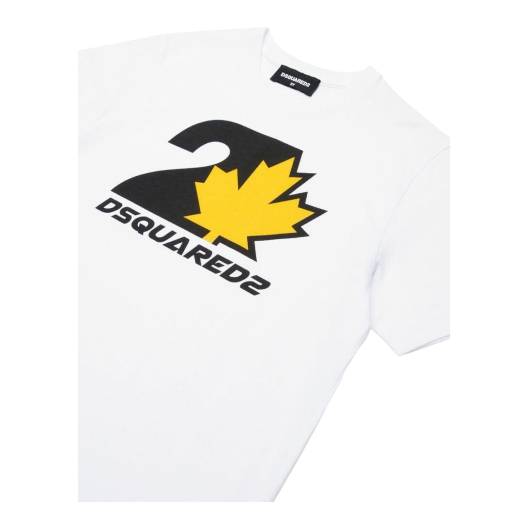 DSQUARED2 t-shirt girocollo tinta unita con stampa Bianco per Bambino DQ2471XX BIANCO DSQUARED2