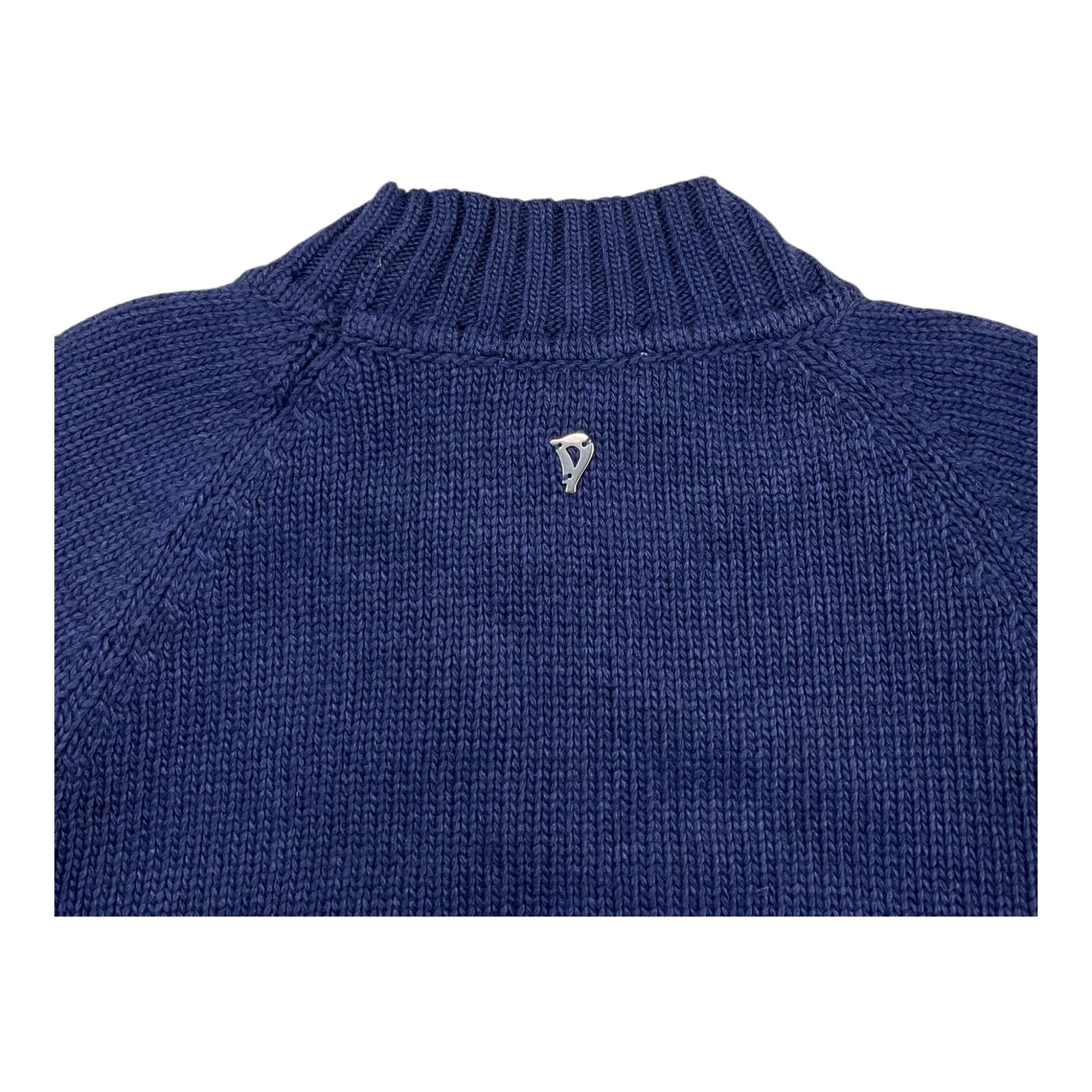 DONDUP maglia girocollo tinta unita con ricami Blu per Bambino DFMA002 BLU DONDUP