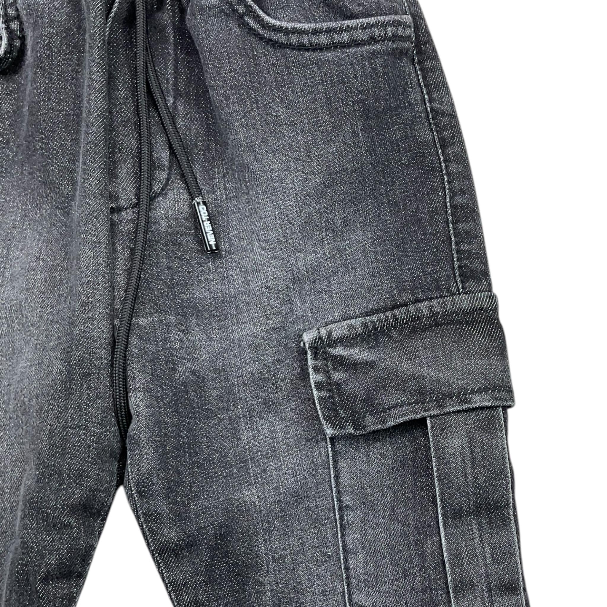 NEVER TOO jeans tinta unita con elastico in vita Nero per Bambino NT2165B NERO NEVER TOO