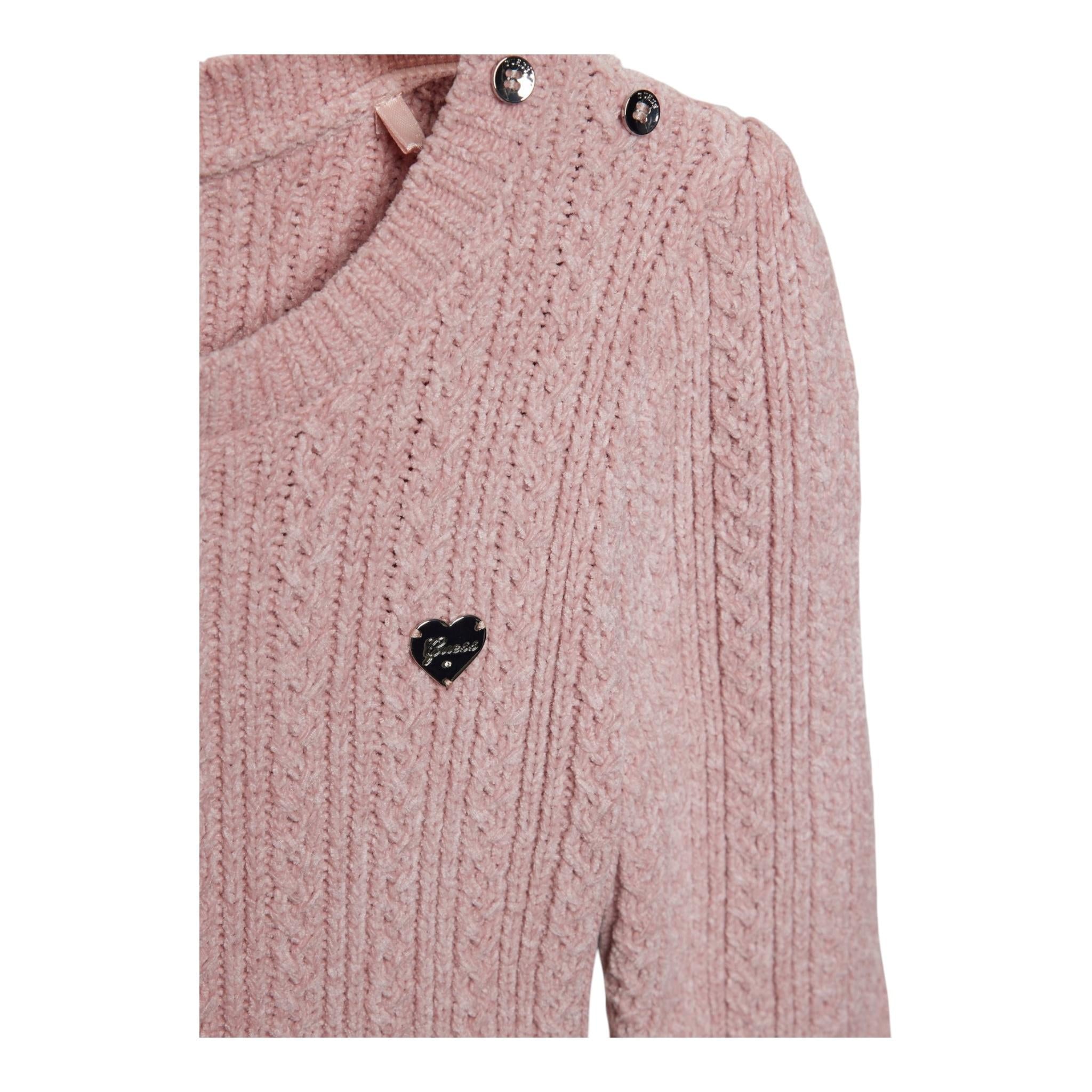 GUESS abito girocollo tinta unita con ricami Rosa per Bambina K4BK11Z3FT0 ROSA GUESS