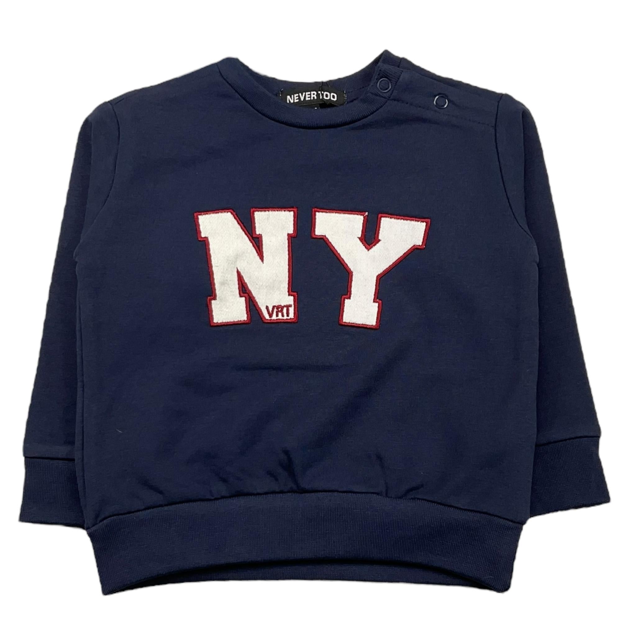 NEVER TOO felpa chiusa girocollo tinta unita Blu per Bambino NT2198B BLU NEVER TOO