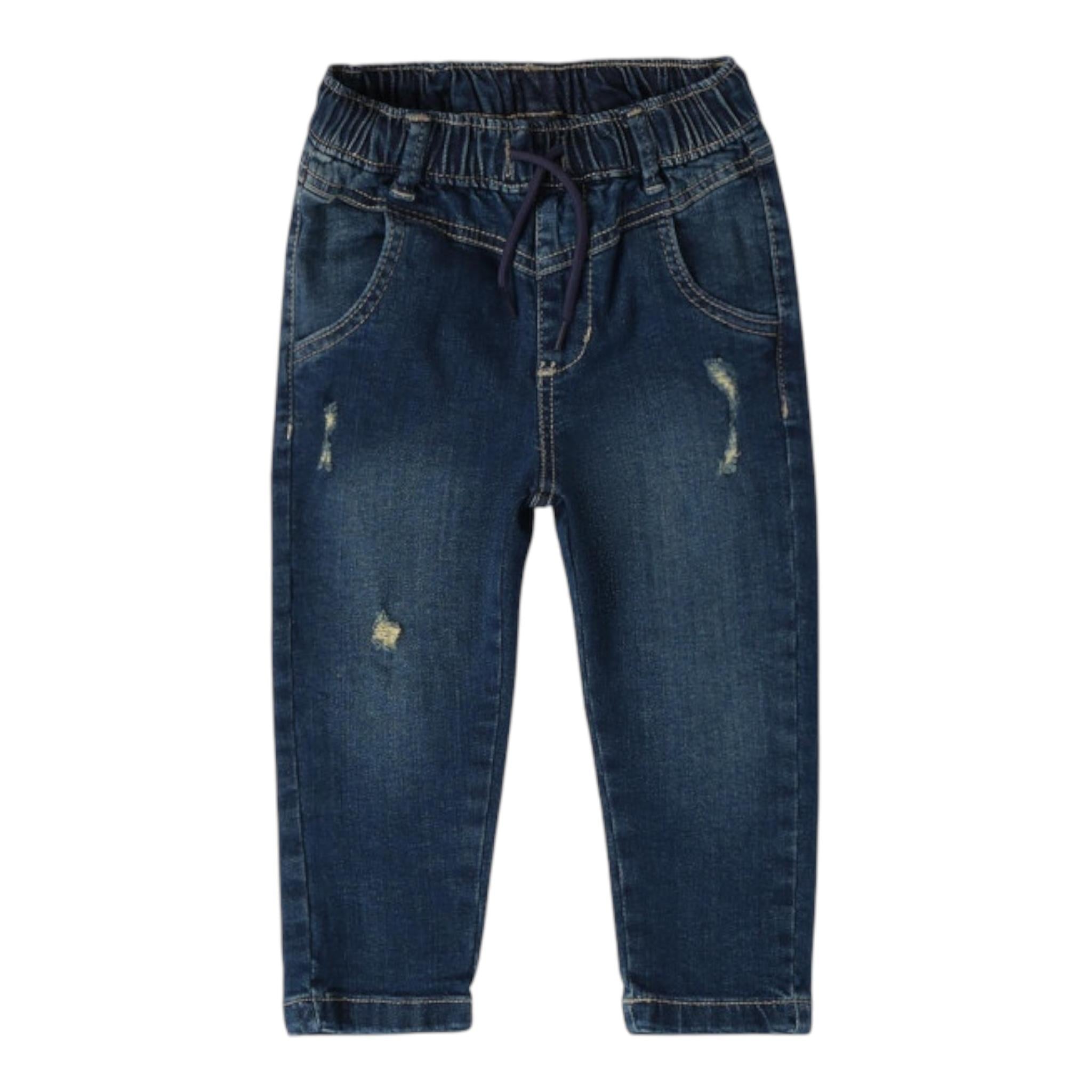 SARABANDA jeans tinta unita con elastico in vita Blu per Bambino A168 BLU SARABANDA