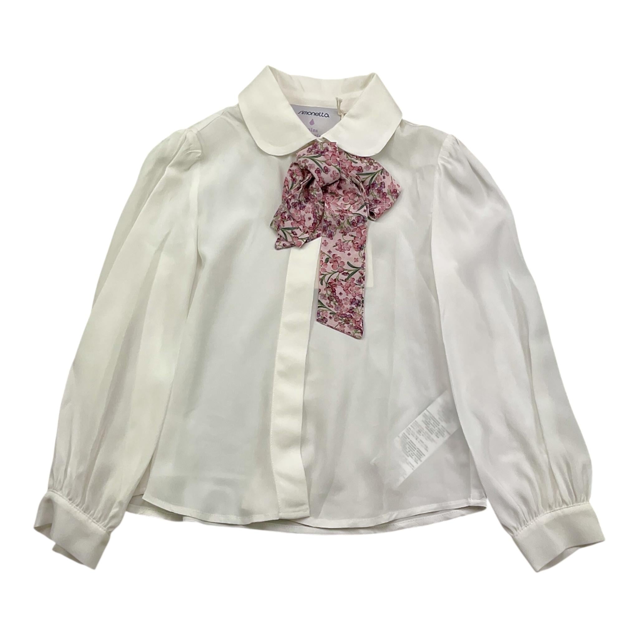 SIMONETTA camicia tinta unita con foulard Bianco per Bambina ST5A20 BIANCO SIMONETTA