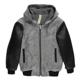 NUPKEET giubbino tinta unita con cappuccio e manica in ecopelle Grigio per Bambino 4DNK401 GRIGIO NUPKEET