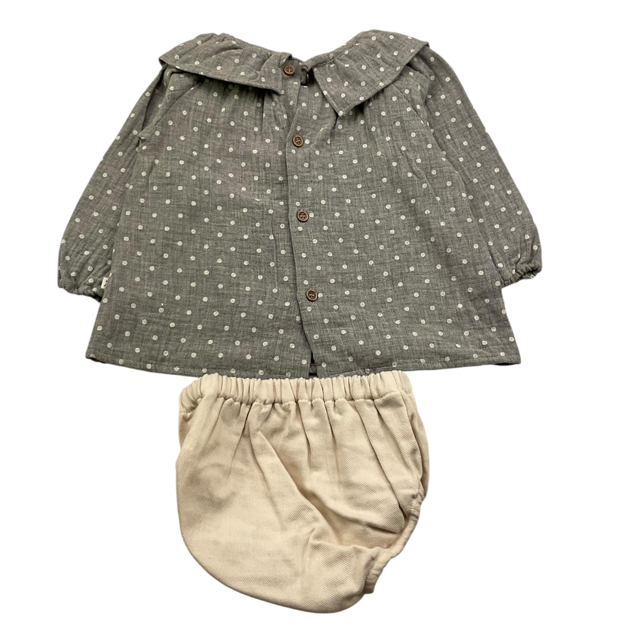 PETIT INDI completo 2 pezzi camicia-culotte Grigio per Neonata AW24B0201 GRIGIO PETIT INDI