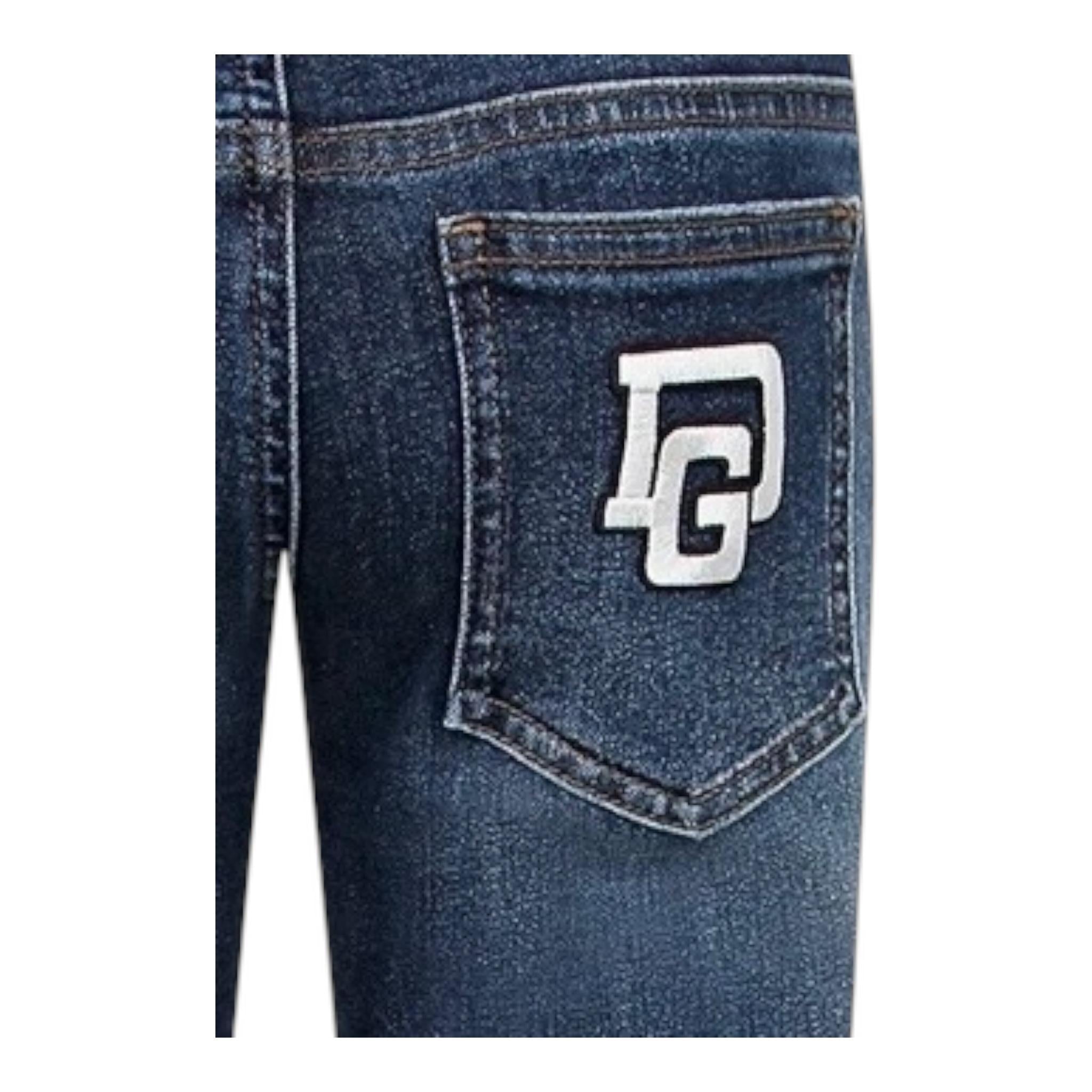 DOLCE & GABBANA jeans tinta unita con girovita regolabile Blu per Bambina L42F04 BLU DOLCE & GABBANA