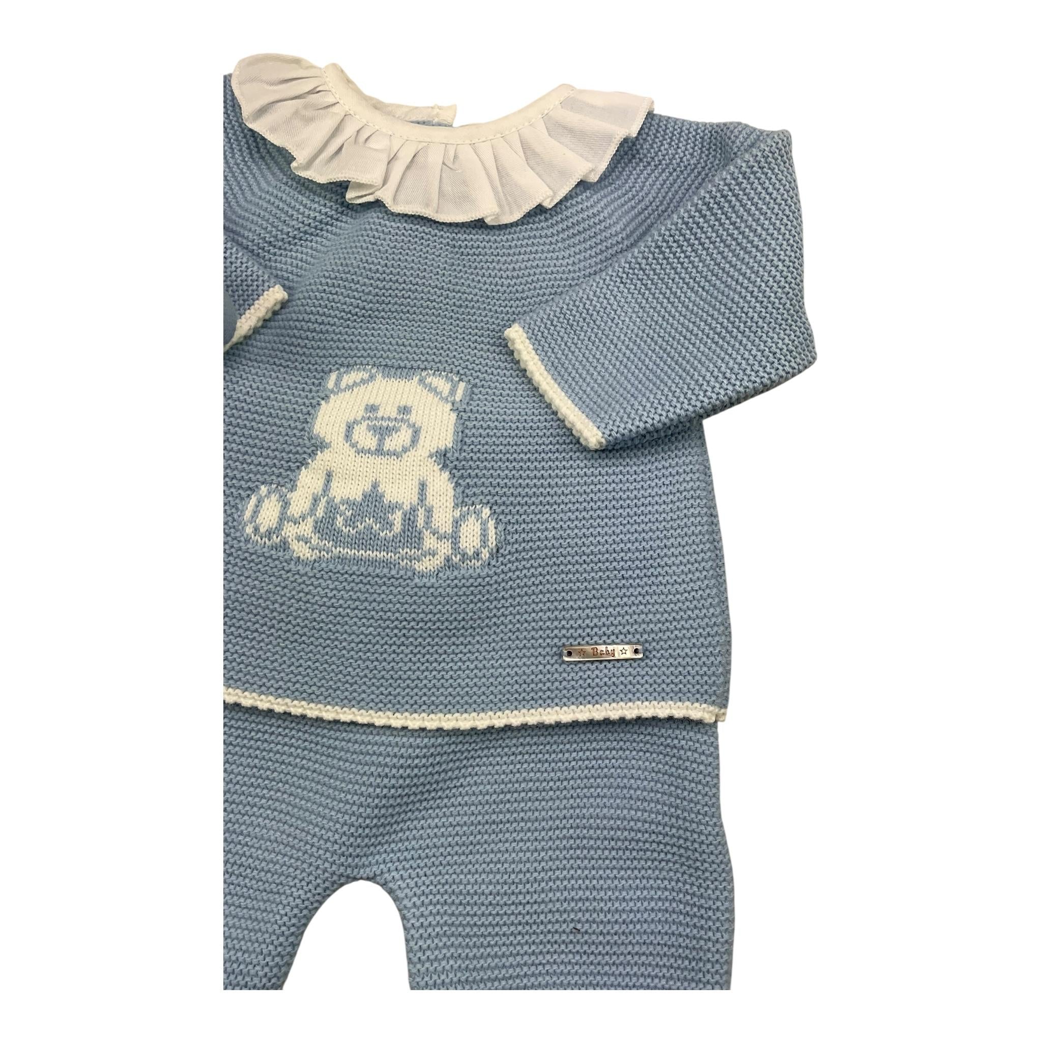 VALENTINA BEBES completo 3 pezzi maglia-ghettina-cappello Azzurro per Neonata HOW27 AZZURRO VALENTINA BEBES