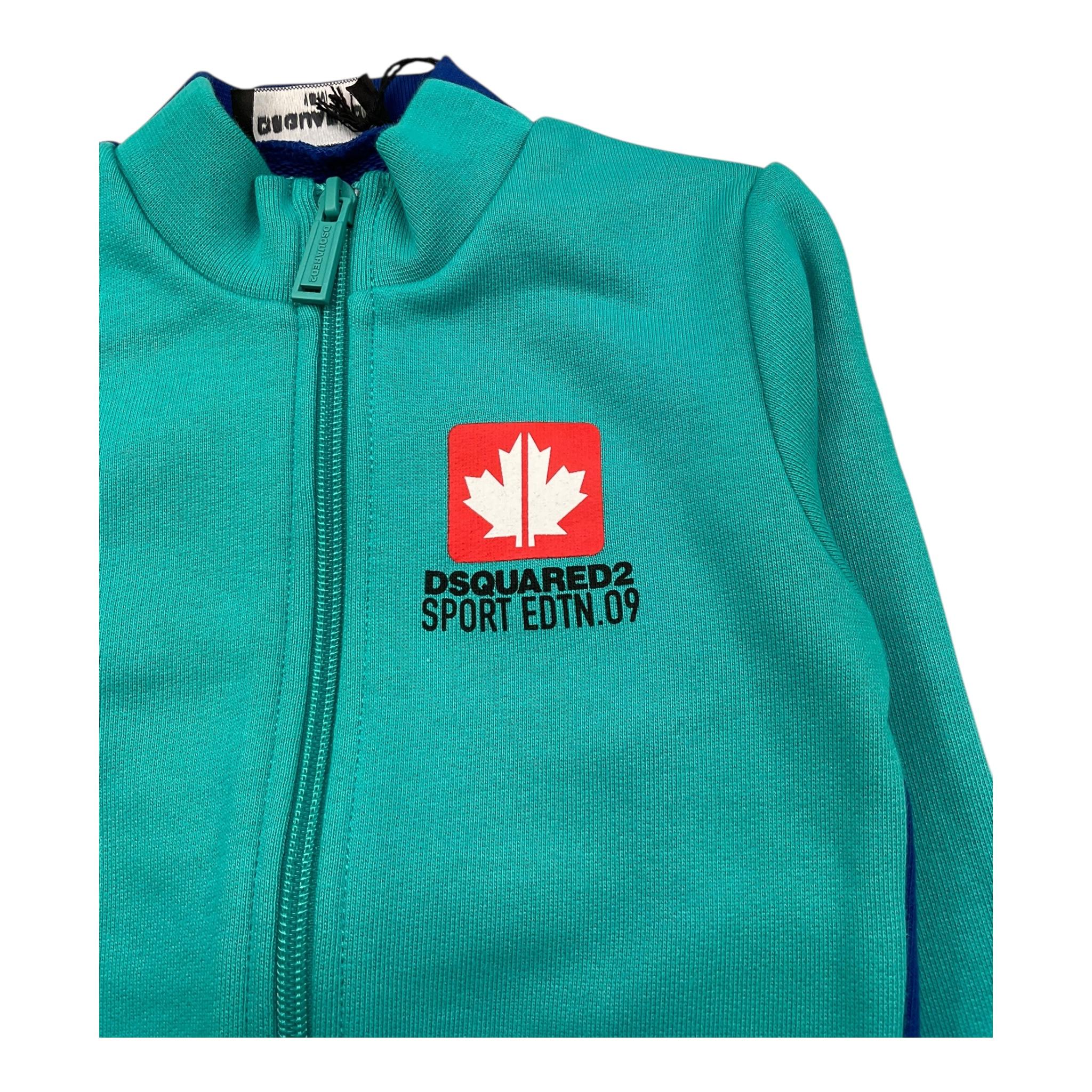 DSQUARED2 felpa cn zip bicolore e logo Turchese per Bambino DQ2215J TURCHESE DSQUARED2