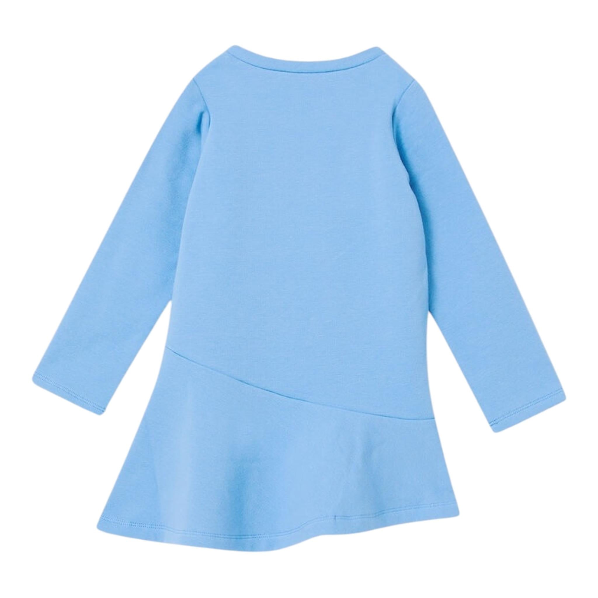 LIU JO abito in felpa girocollo tinta unita con stampa Azzurro per Bambina KF4070 AZZURRO LIU JO