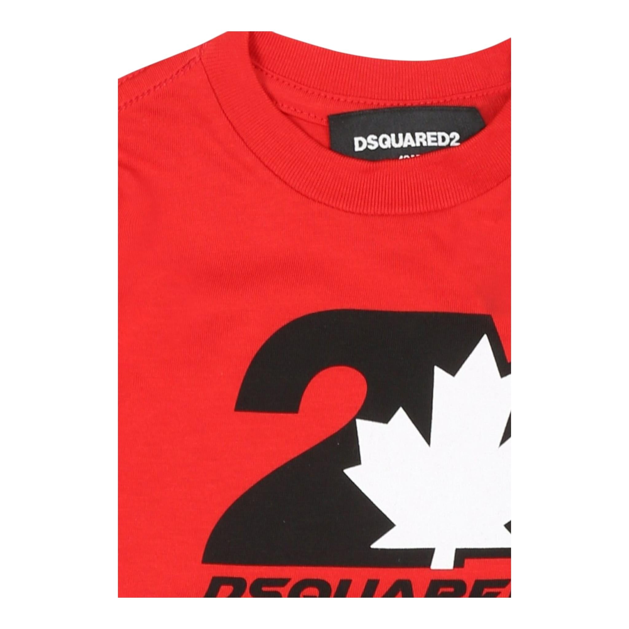 DSQUARED2 t-shirt girocollo tinta unita con logo Rosso per Neonato DQ2510 ROSSO DSQUARED2