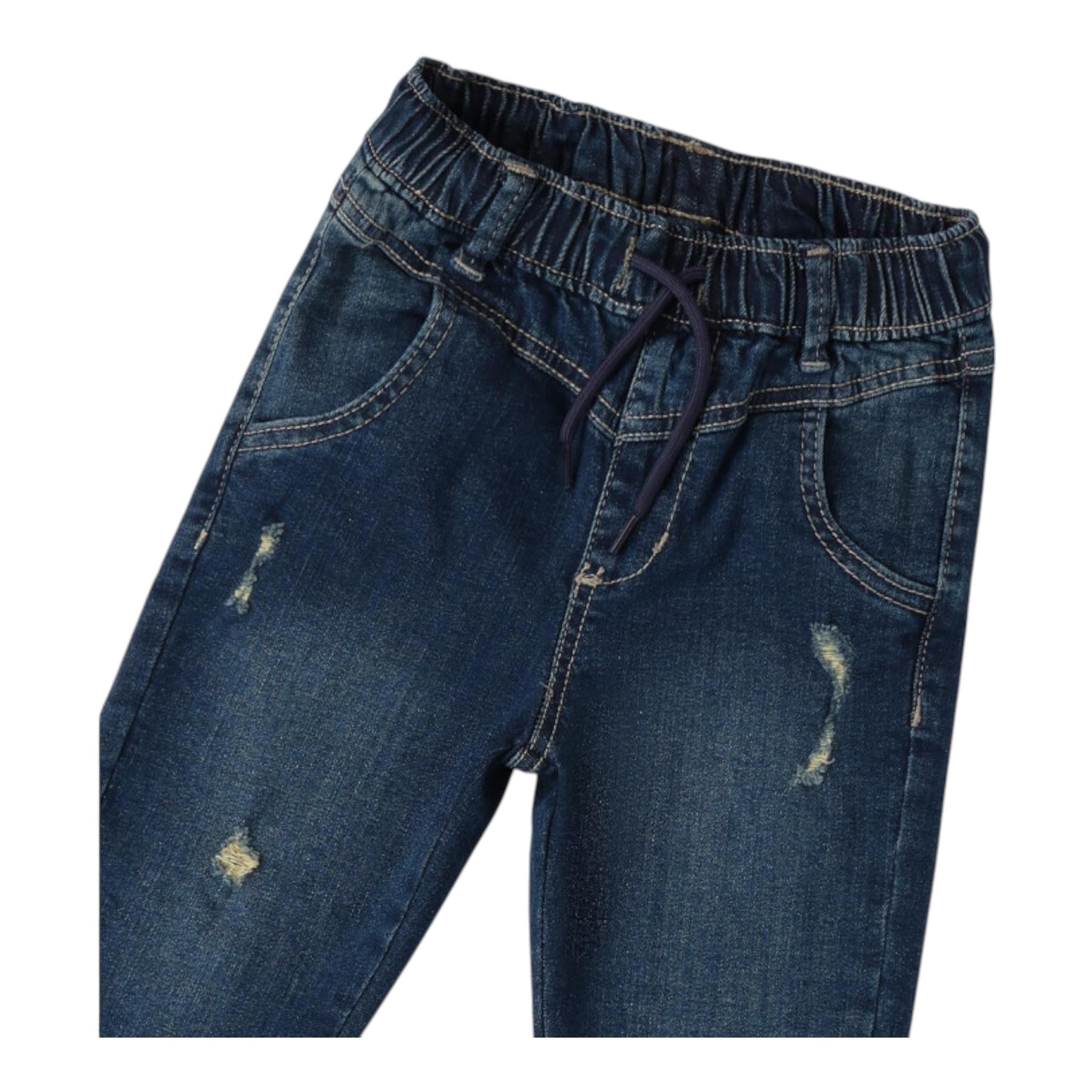 SARABANDA jeans tinta unita con elastico in vita Blu per Bambino A168 BLU SARABANDA