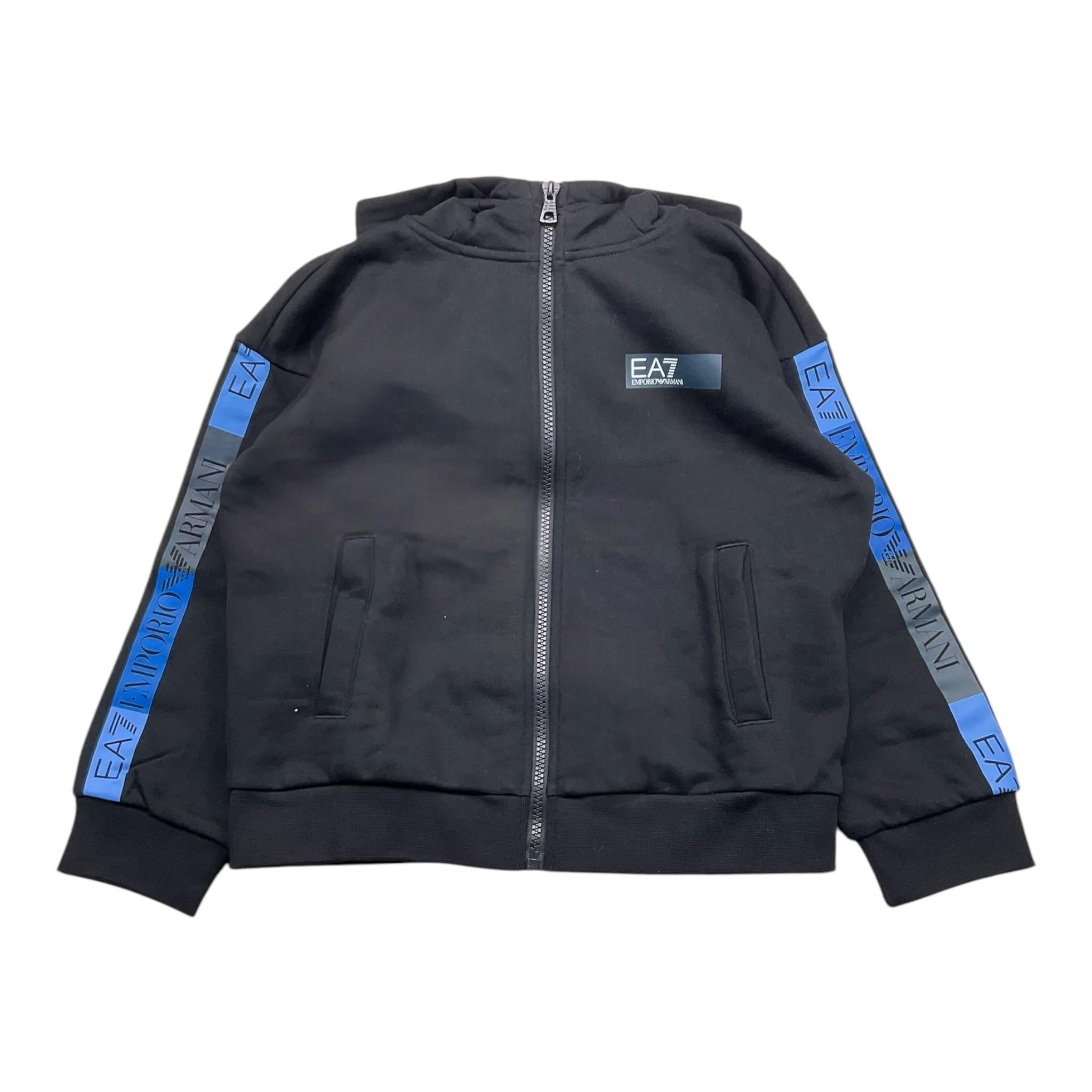 EMPORIO ARMANI felpa tinta unita con cappuccio e con zip Nero per Bambino 6DBM68 NERO EMPORIO ARMANI