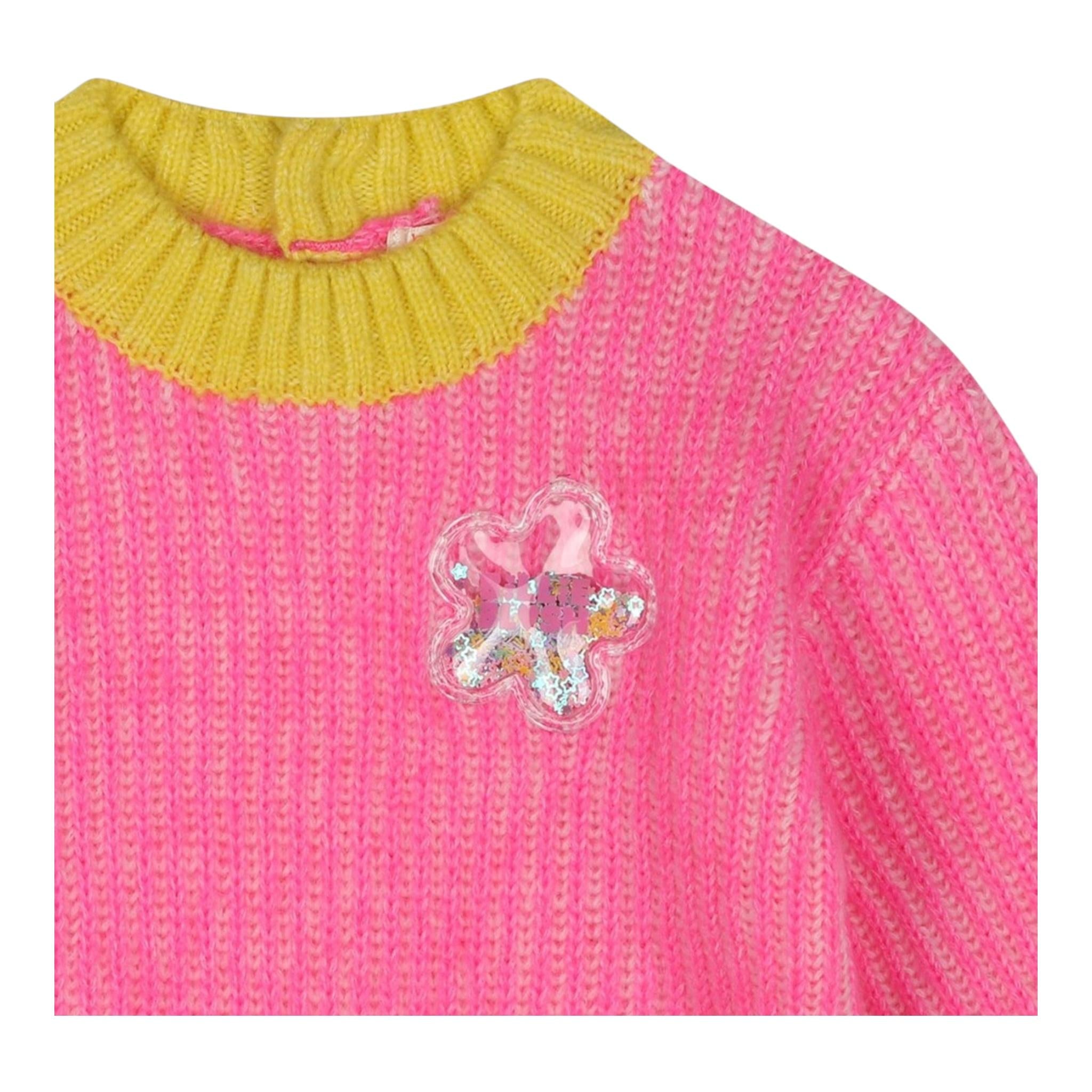 BillIEBLUSH maglia girocollo tinta unita con applicazione Rosa fluo per Bambina U20414J ROSA FLUO BillIEBLUSH