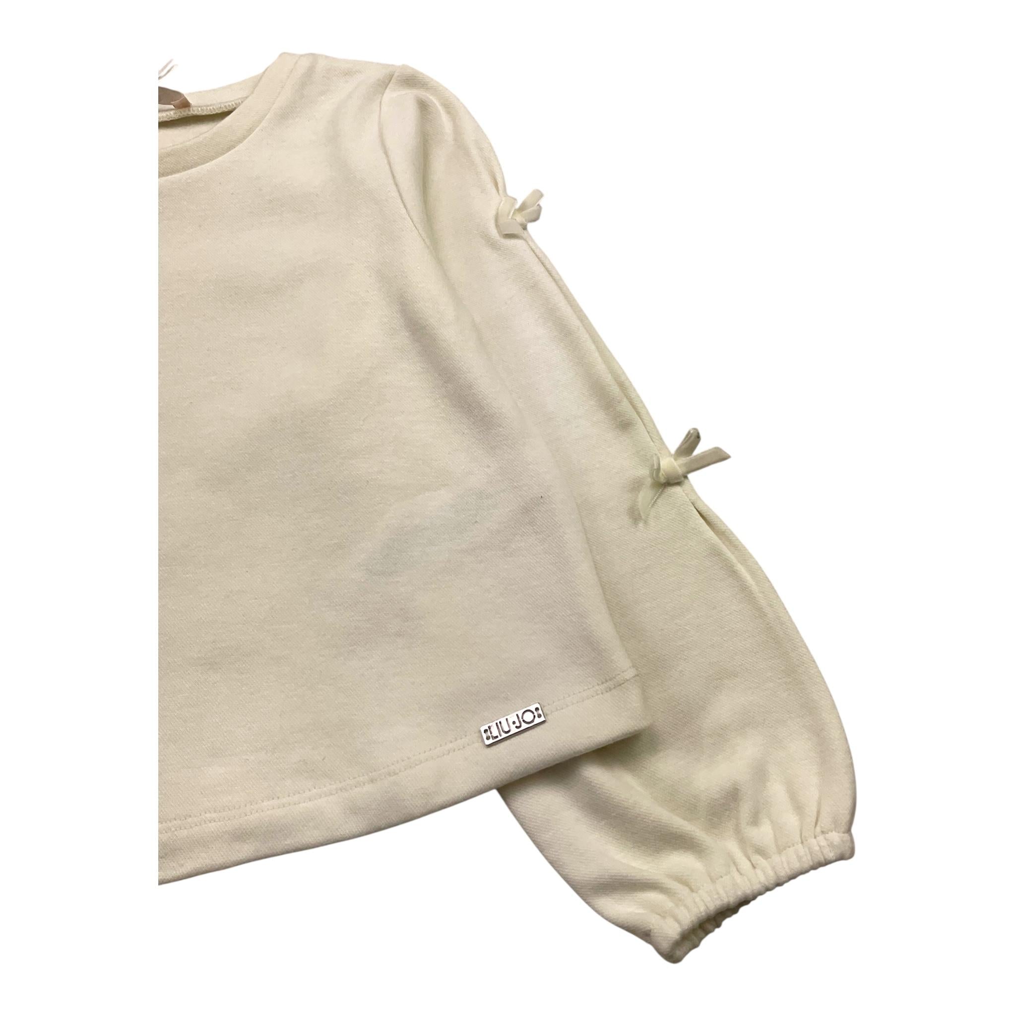 LIU JO felpa chiusa girocollo tinta unita con fiocchi Panna per Bambina KF4115JX PANNA LIU JO