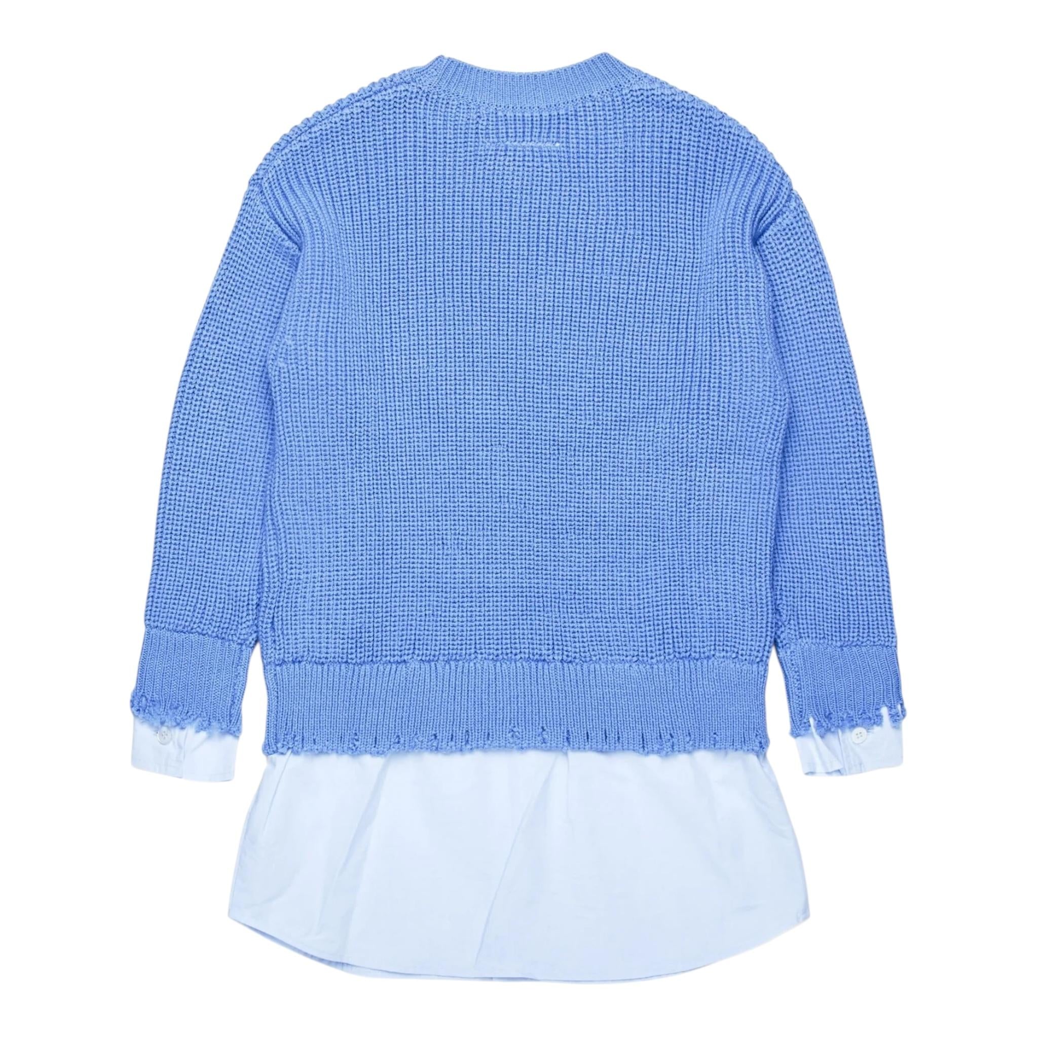 MAISON MARGIELA maglia girocollo tinta unita con camicia Azzurro per Bambino M60643 AZZURRO MAISON MARGIELA
