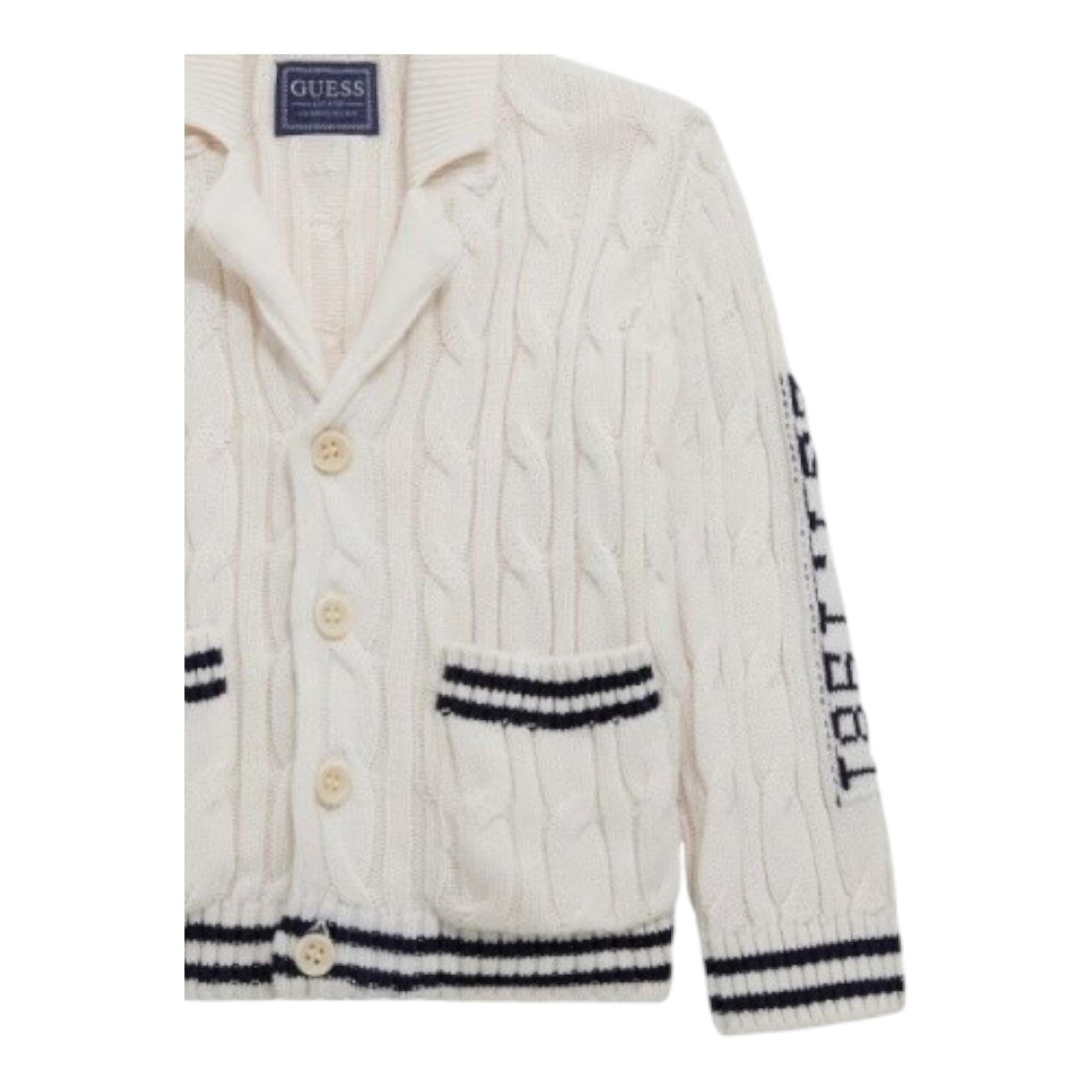 GUESS cardigan tinta unita con contrasti Bianco per Bambino N4RR02Z30W1 BIANCO GUESS