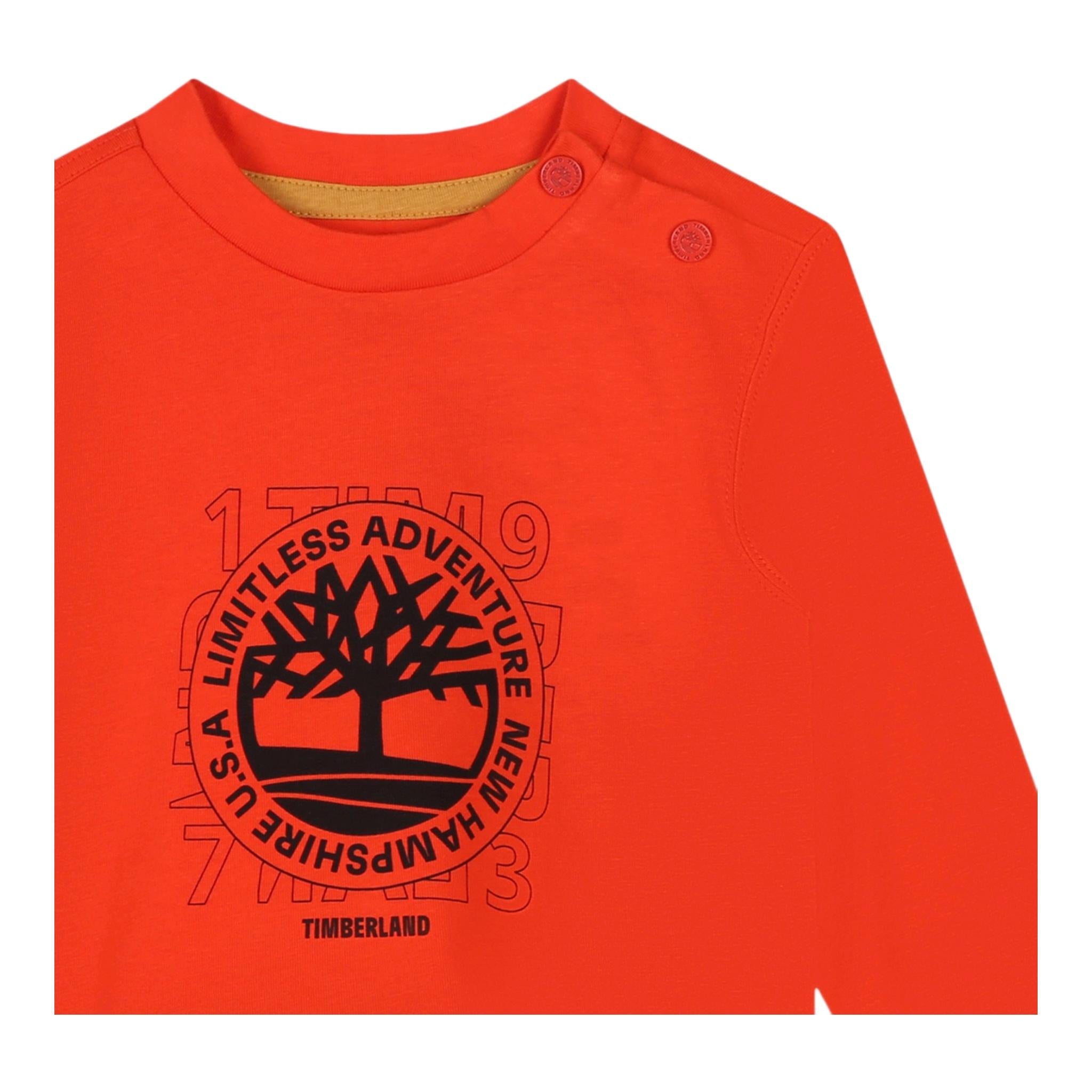 TIMBERLAND shirt tinta unita girocollo cn logo Arancione per Neonato T60251 ARANCIONE TIMBERLAND