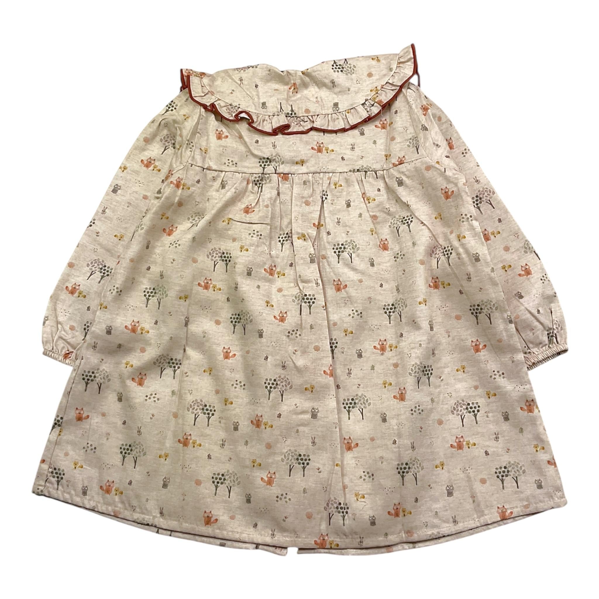 CALAMARO abito tinta unita con stampa animali Beige per Bambina 21276 BEIGE CALAMARO