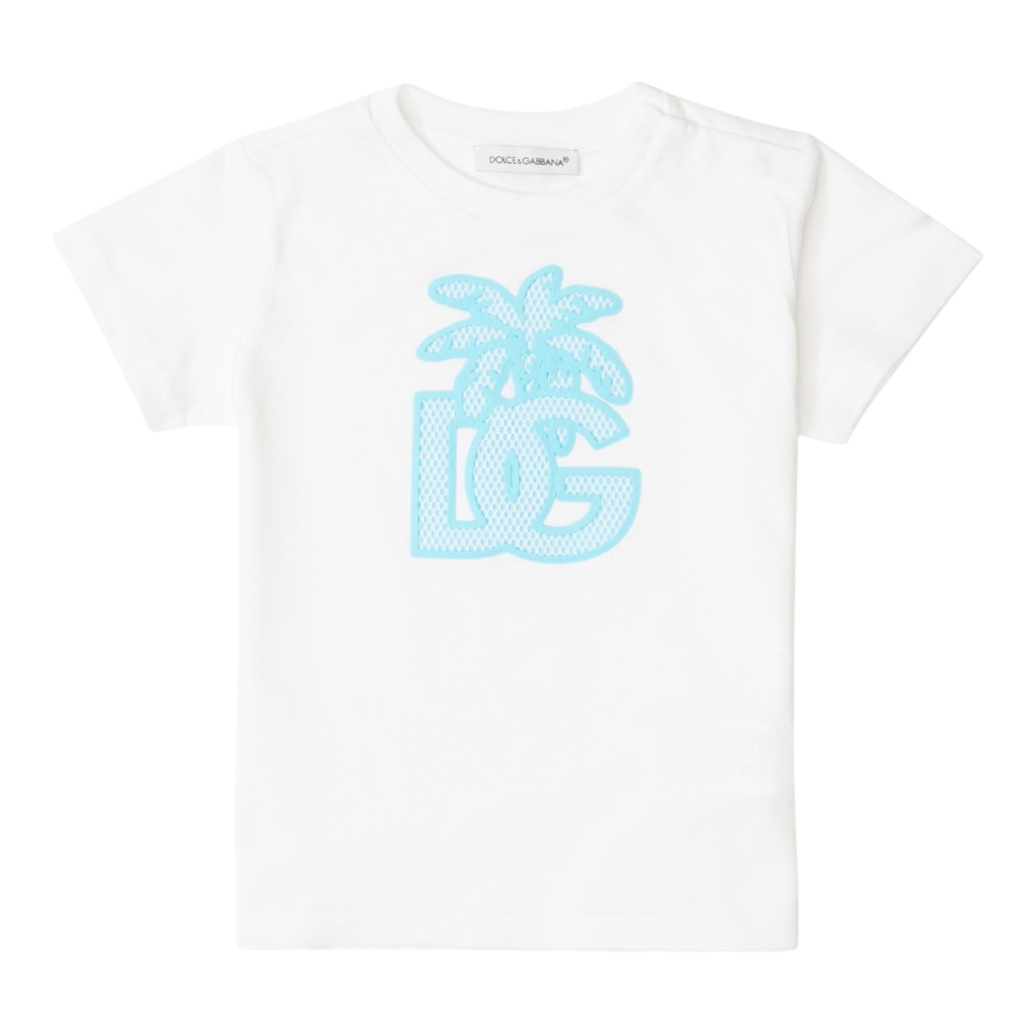 DOLCE & GABBANA t-shirt girocollo tinta unita con logo Bianco per Neonato L1JTEY BIANCO DOLCE & GABBANA