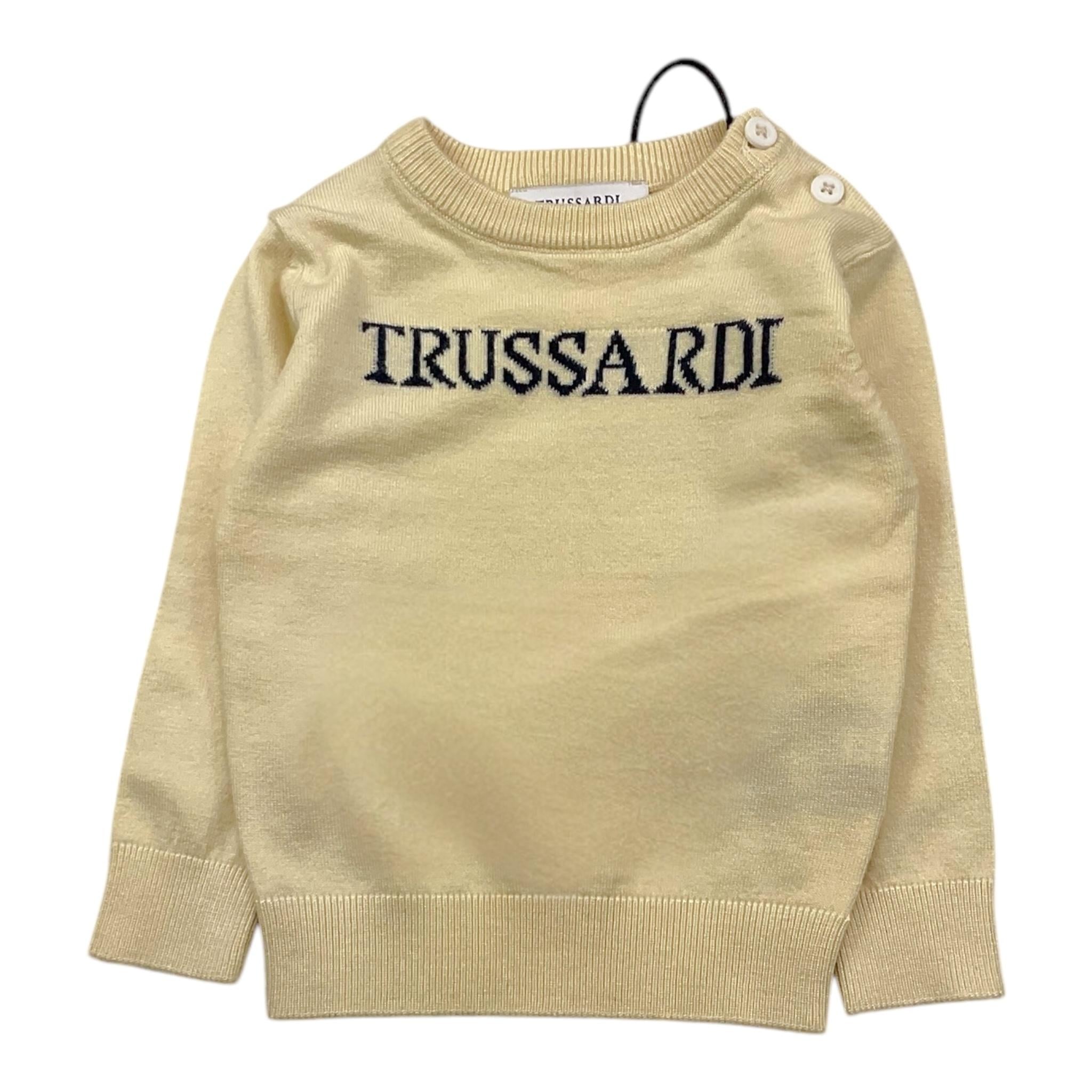 TRUSSARDI maglia girocollo tinta unita con stampa Panna per Neonato TIA25020MA PANNA TRUSSARDI