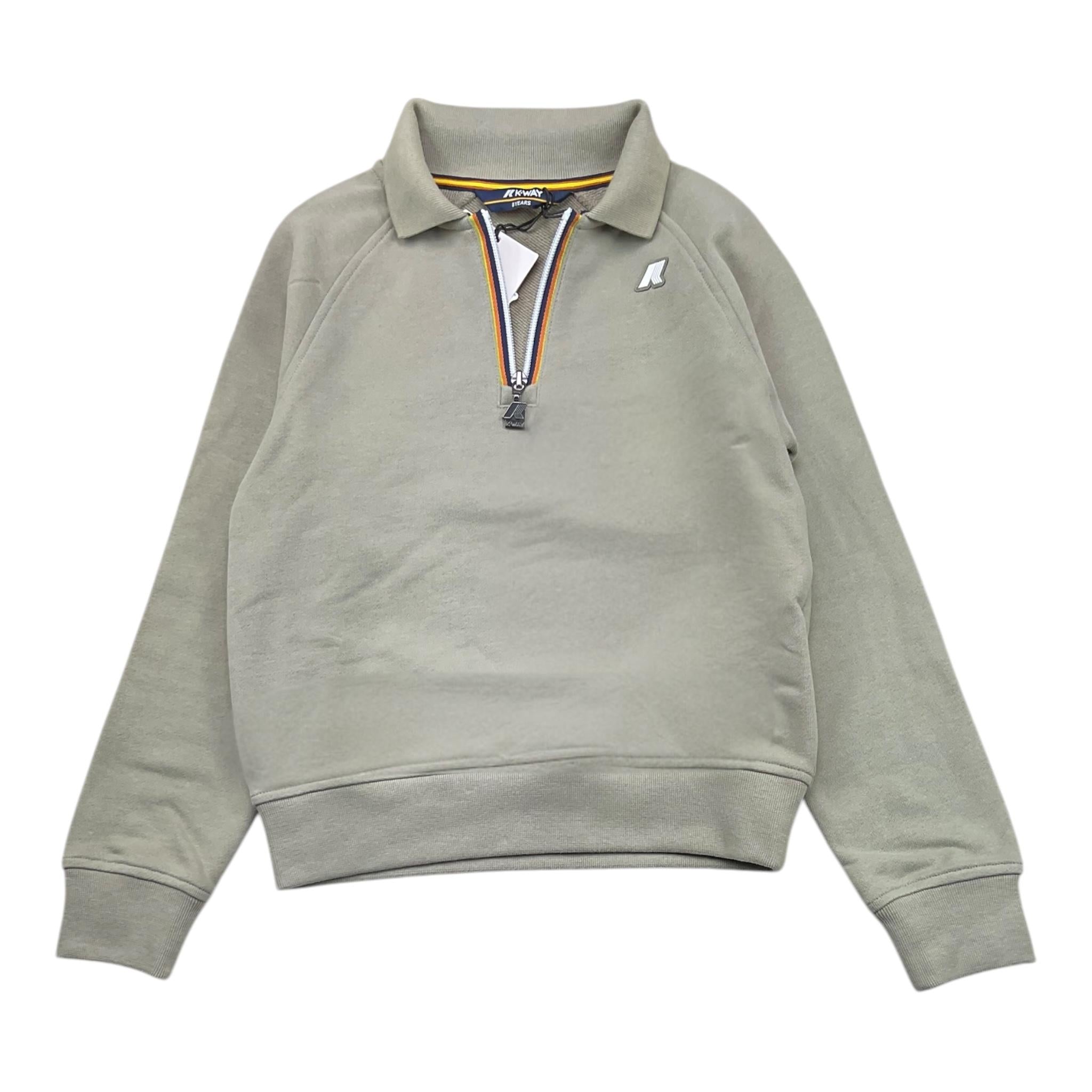 K-WAY felpa con colletto tinta unita con stampa Verde per Bambino K5134CW VERDE K-WAY