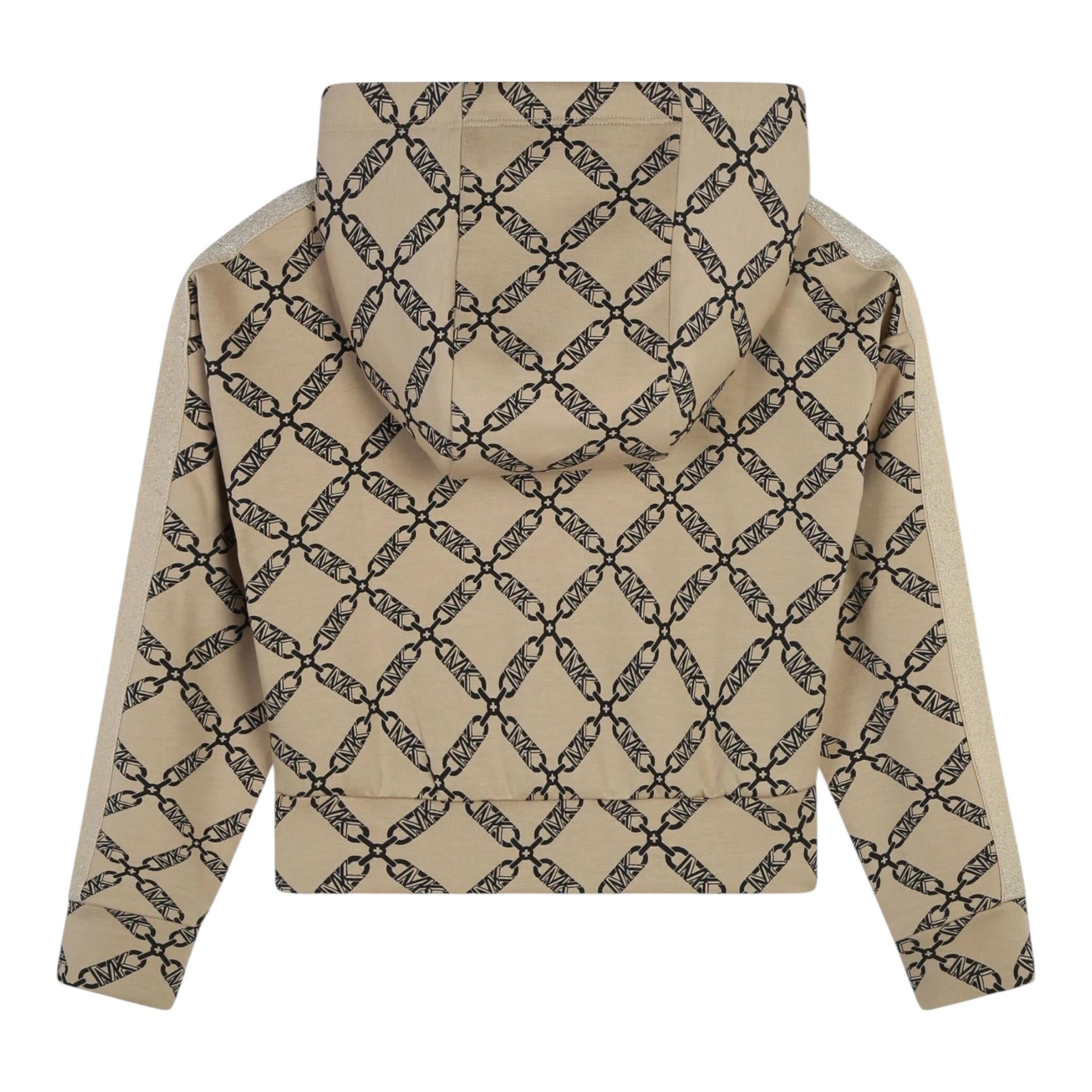 MICHAEL KORS felpa tinta unita logata con zip e cappuccio Beige per Bambina R30155X BEIGE MICHAEL KORS