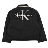 CALVIN KLEIN giubbino tinta unita con colletto e bottoni e logo reversibile Nero/beige per Bambino I0IU00541 NERO/BEIGE CALVIN KLEIN