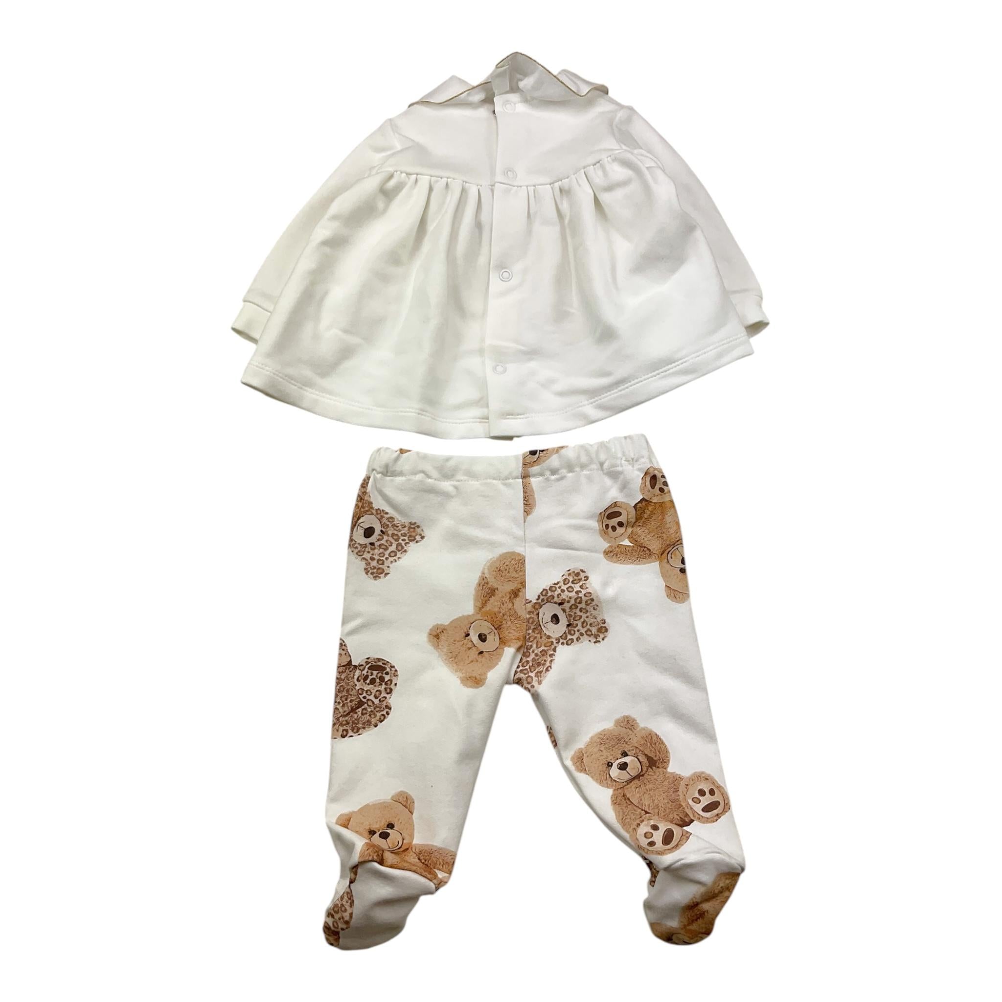 LE BEBE' completo 2pz shirt-ghettina tinta unita con stampa Bianco per Neonata LBG6038 BIANCO LE BEBE'