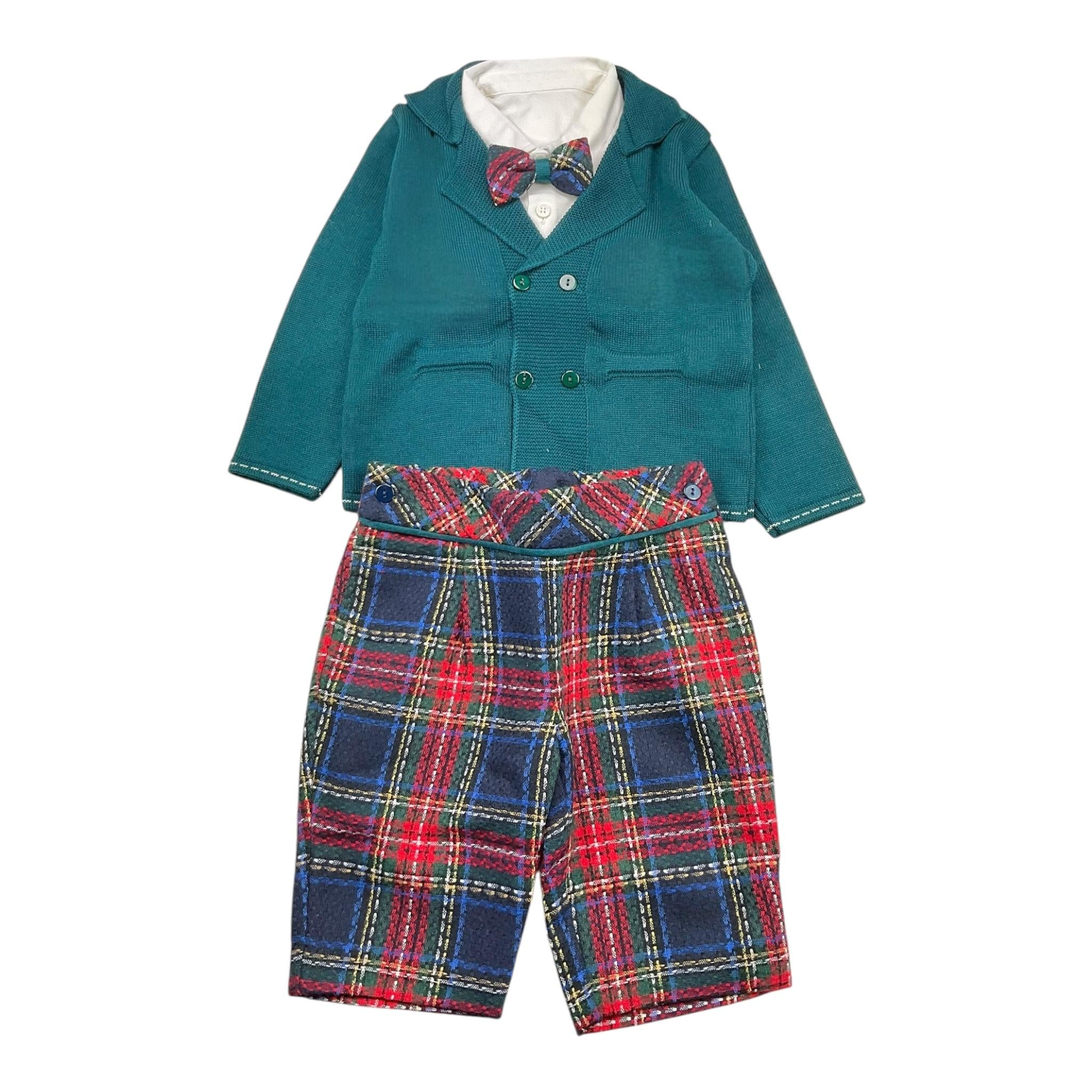 MARLU' completo 4pz camicia-papillons-cardigan-pantalone Verde per Neonato IH70060 VERDE MARLU'