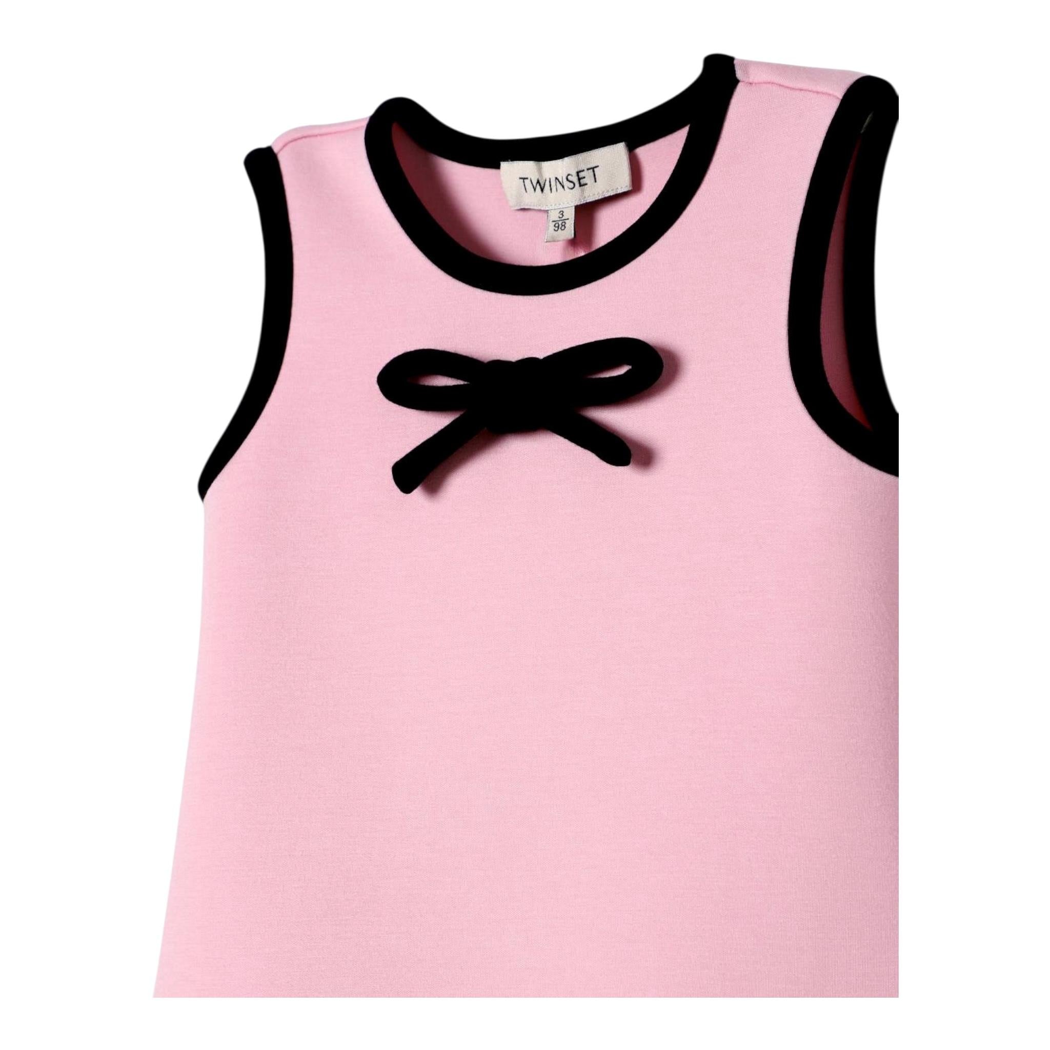 TWINSET abito giromanica tinta unita con profili in contrasto Rosa per Bambina 242GJ2020 ROSA TWINSET