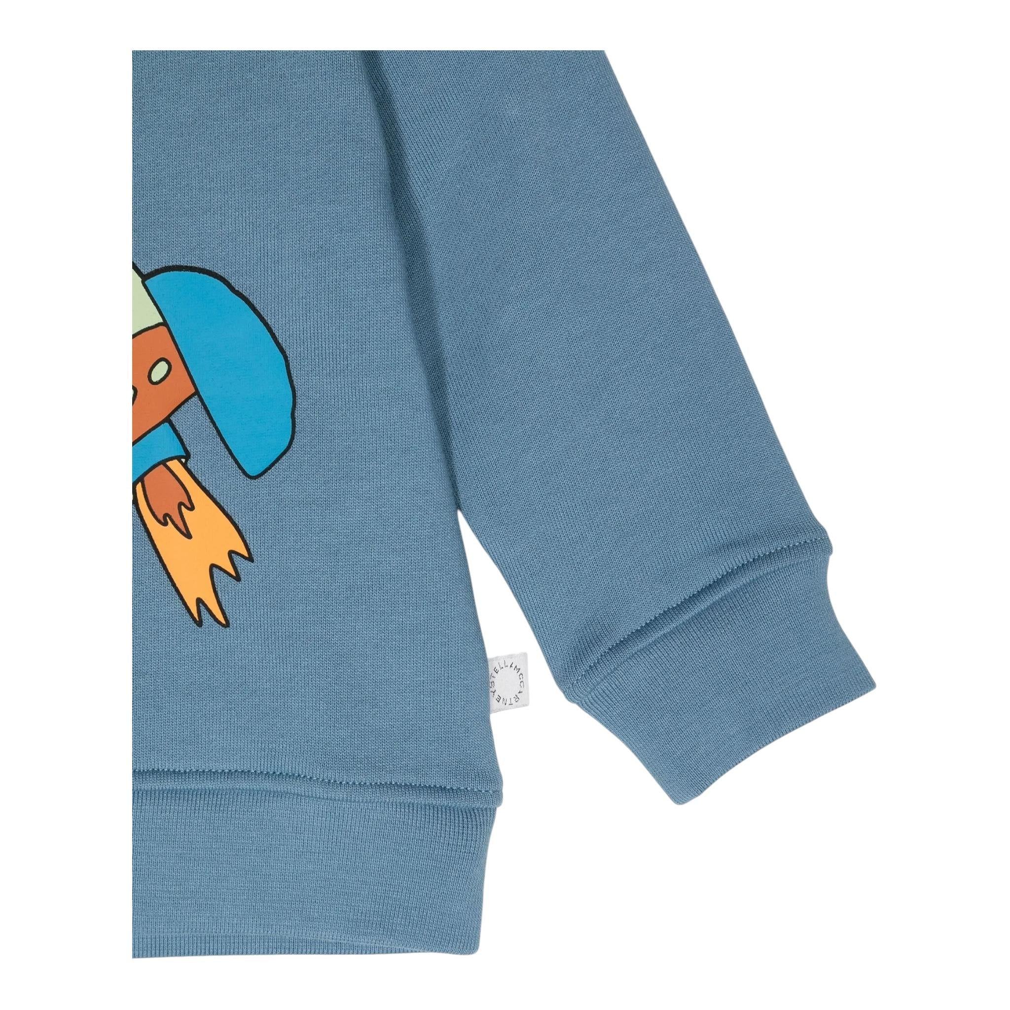 STELLA McCARTNEY felpa girocollo tinta unita con stampa in contrasto Azzurro per Bambino TV4520JX AZZURRO STELLA McCARTNEY