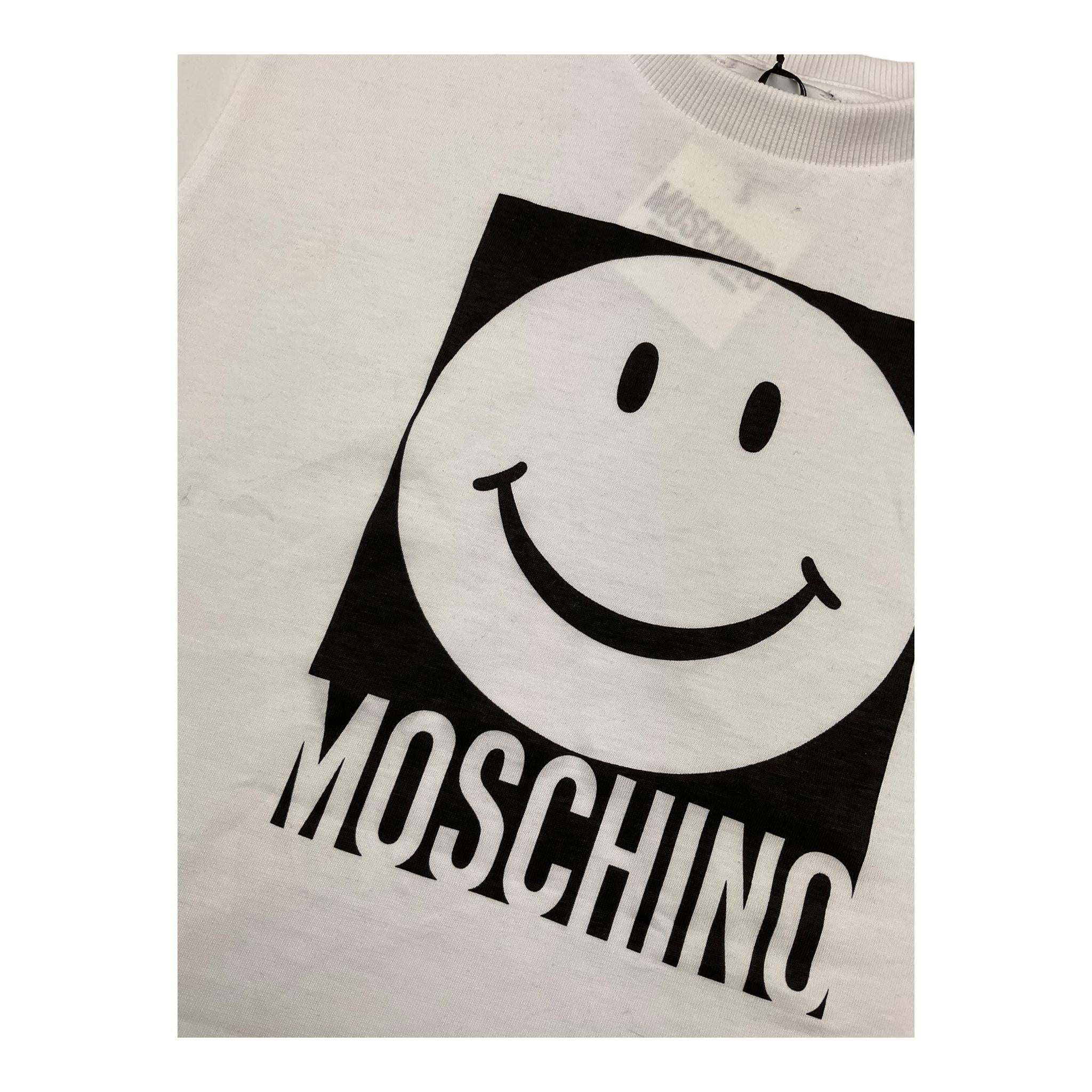 MOSCHINO t-shirt tinta unita girocollo con stampa Bianco per Bambino HSM05G BIANCO MOSCHINO