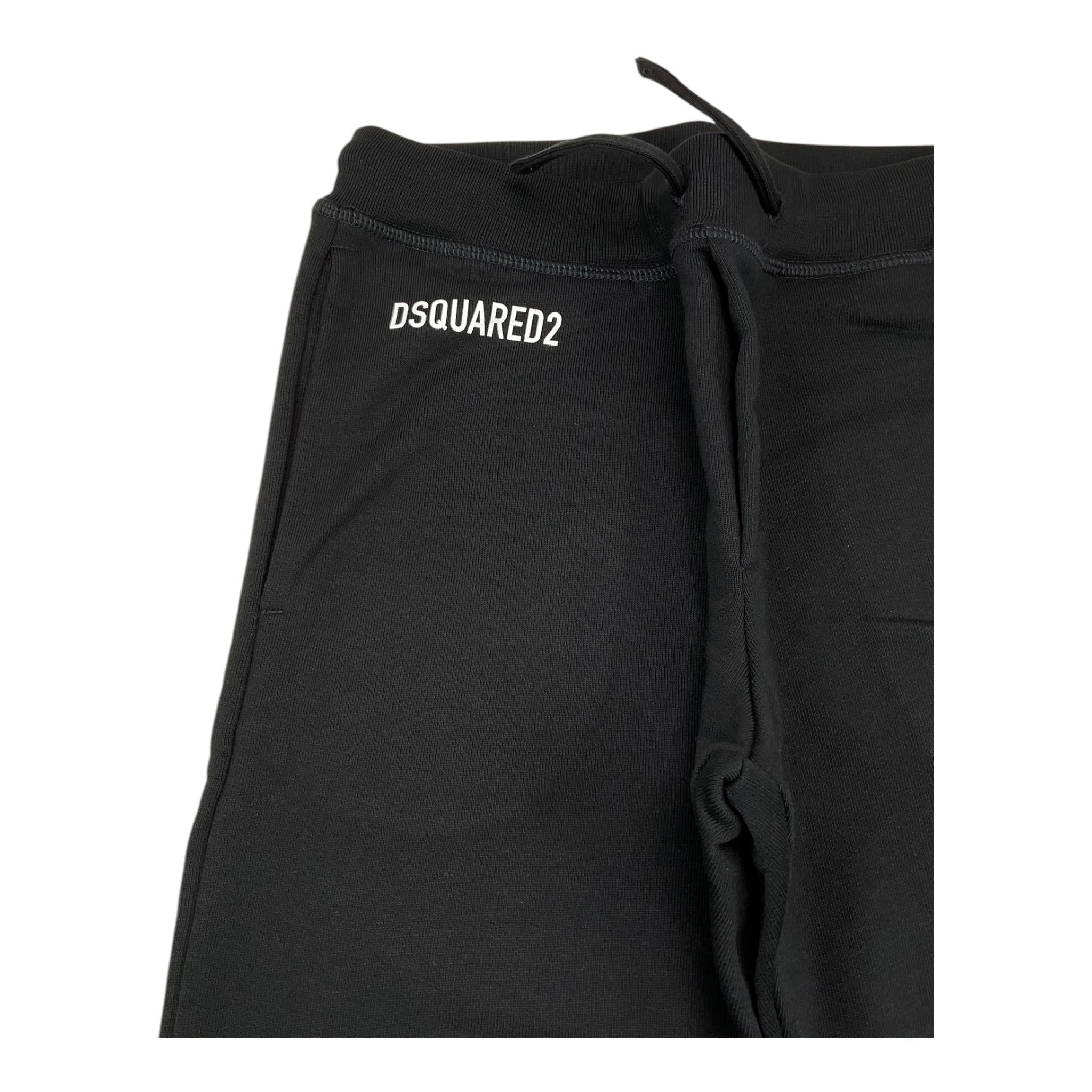 DSQUARED2 pantalone tuta tinta unita con stampa logo Nero per Bambino DQ2527 NERO DSQUARED2