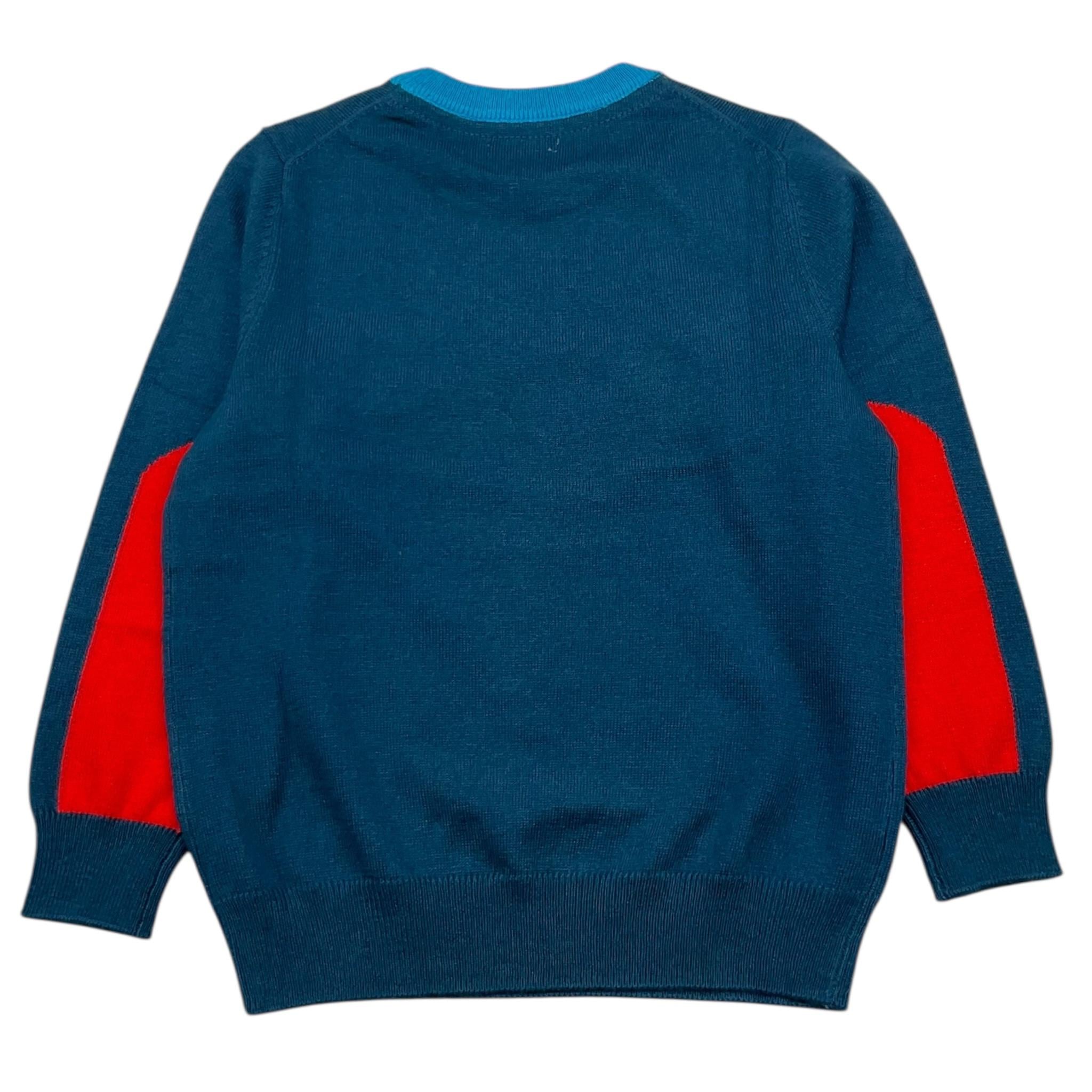 SUN68 maglia girocollo tinta unita con ricamo logo Petrolio per Neonato K44330 PETROLIO SUN68