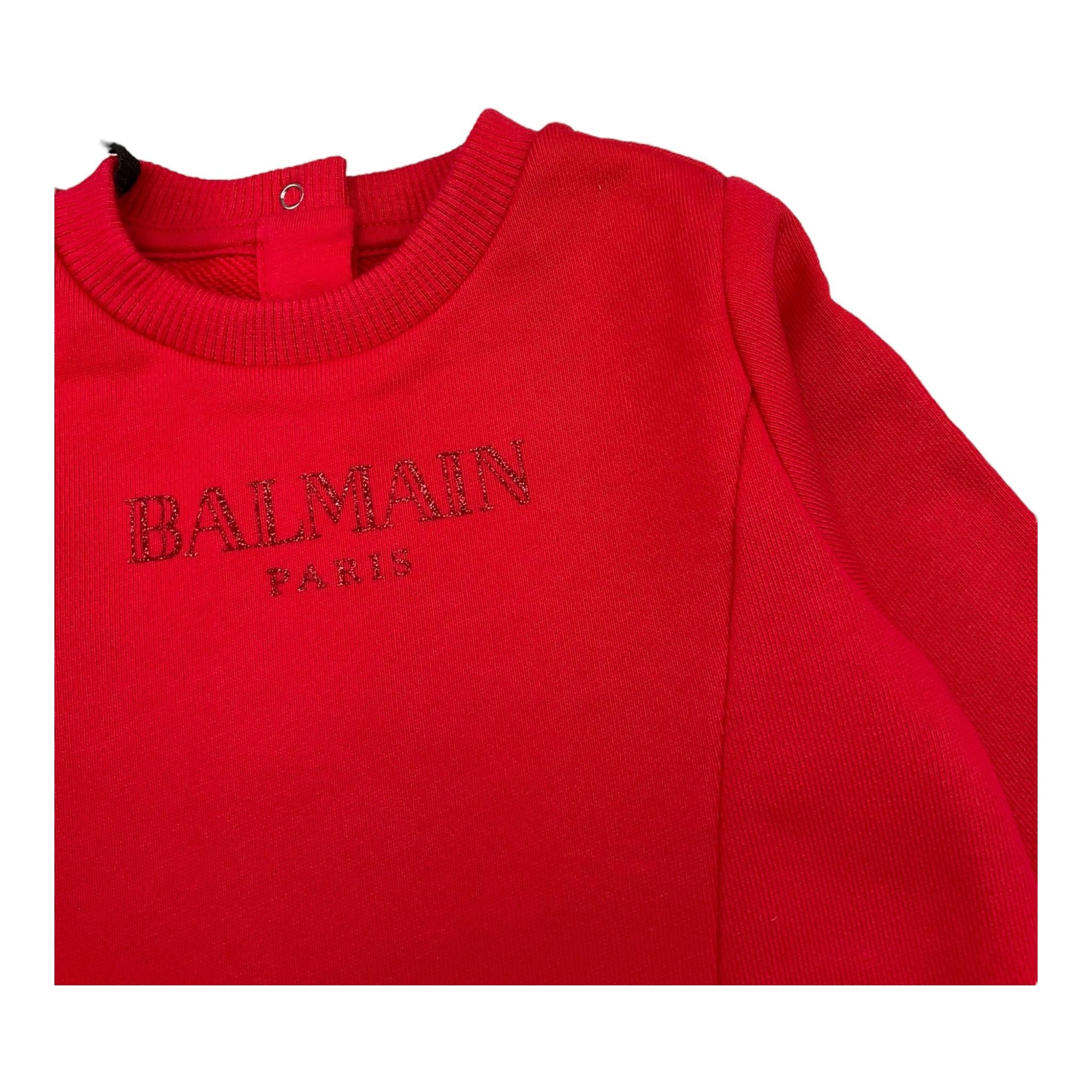 BALMAIN abito manica lunga tinta unita con culotte Rosso per Neonata BV1090 ROSSO BALMAIN