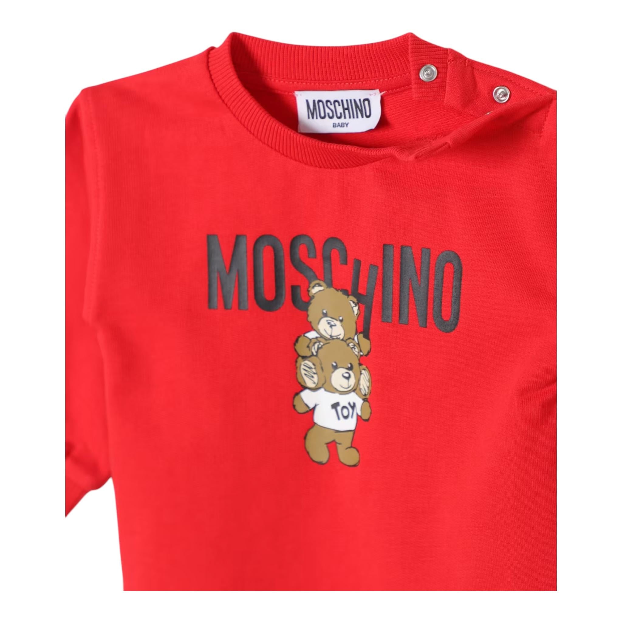 MOSCHINO abit manica lunga tinta unita con stampa in contrasto Rosso per Neonata MDV0BNLC ROSSO MOSCHINO