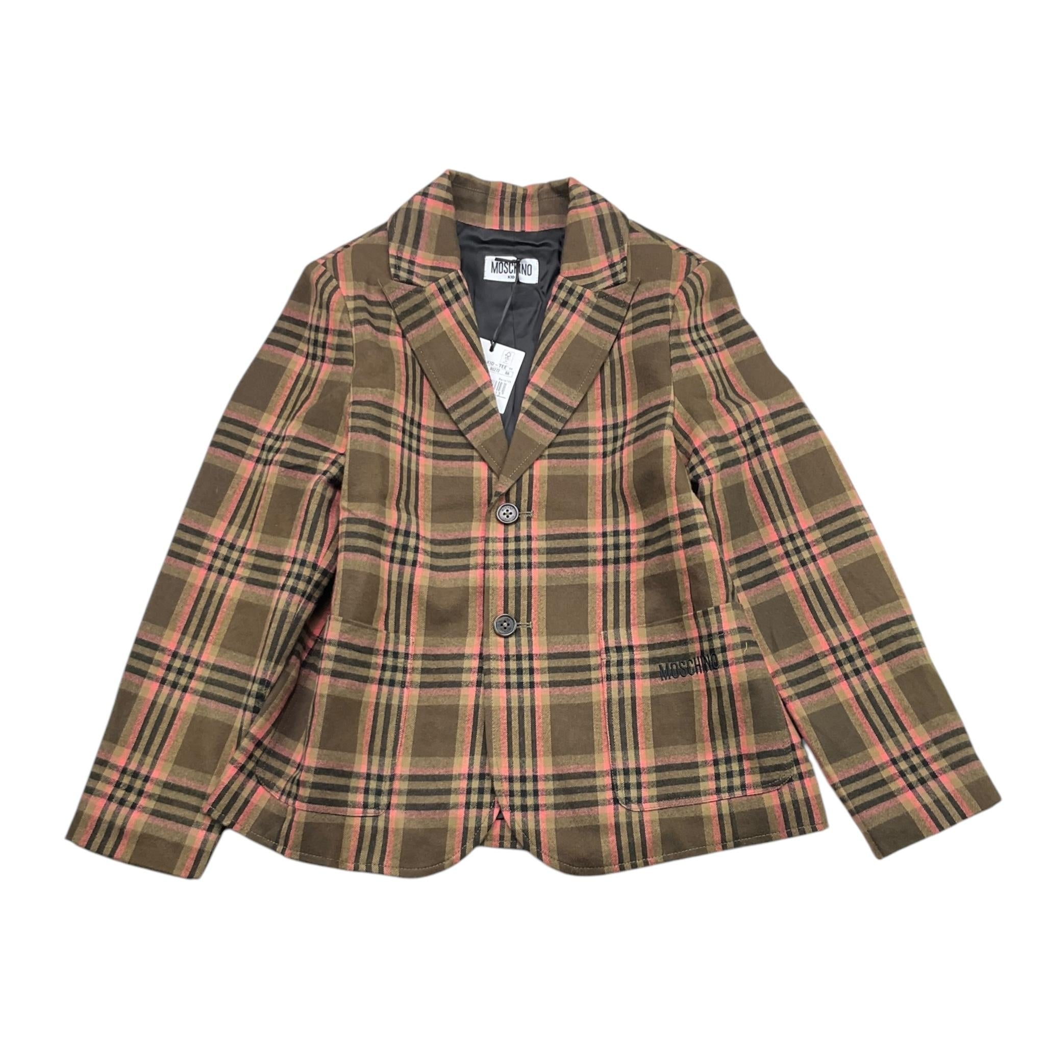 MOSCHINO giacca tinta unita con fantasia quadri Marrone per Bambina HUA009 MARRONE MOSCHINO