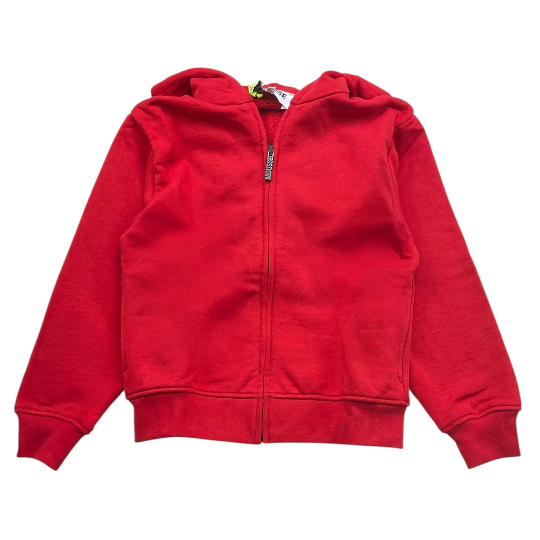 MOUSSE felpa tinta unita con zip cappuccio e stampa Rosso per Bambino TURBORACE ROSSO MOUSSE