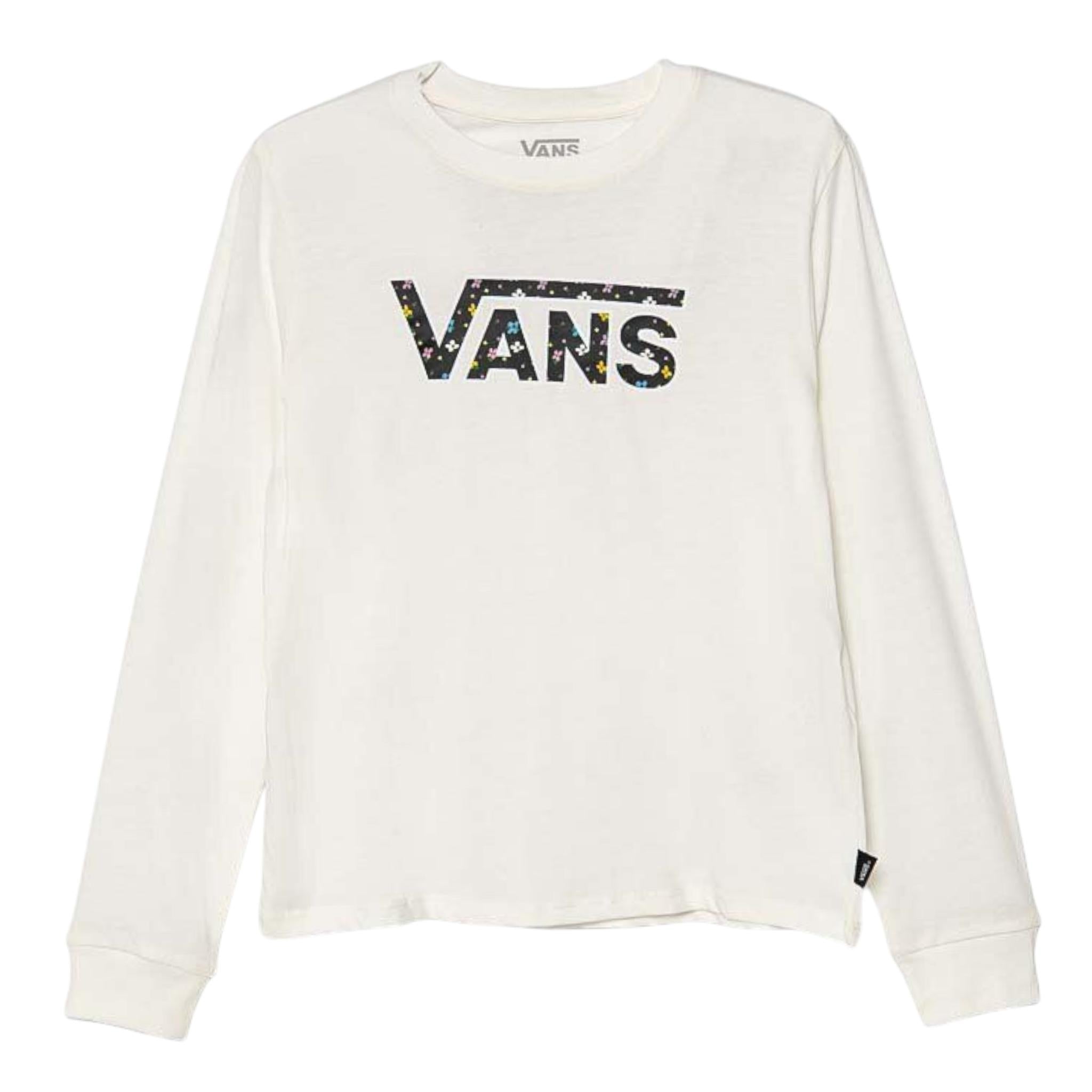 VANS shirt girocollo tinta unita con stampa logo Panna per Bambina VN000K97FS8 PANNA VANS