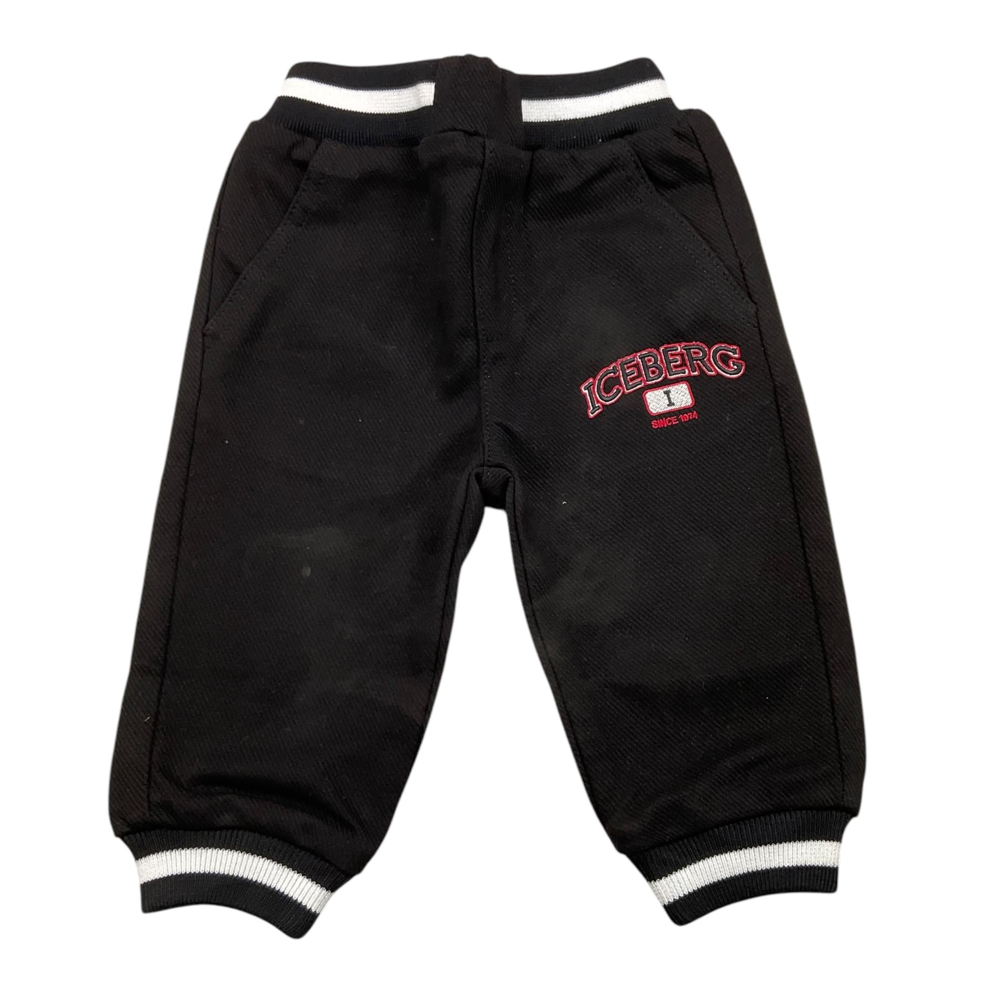 ICEBERG pantalone tuta tinta unita cn stampa logo Nero per Neonato PTICE5311B NERO ICEBERG