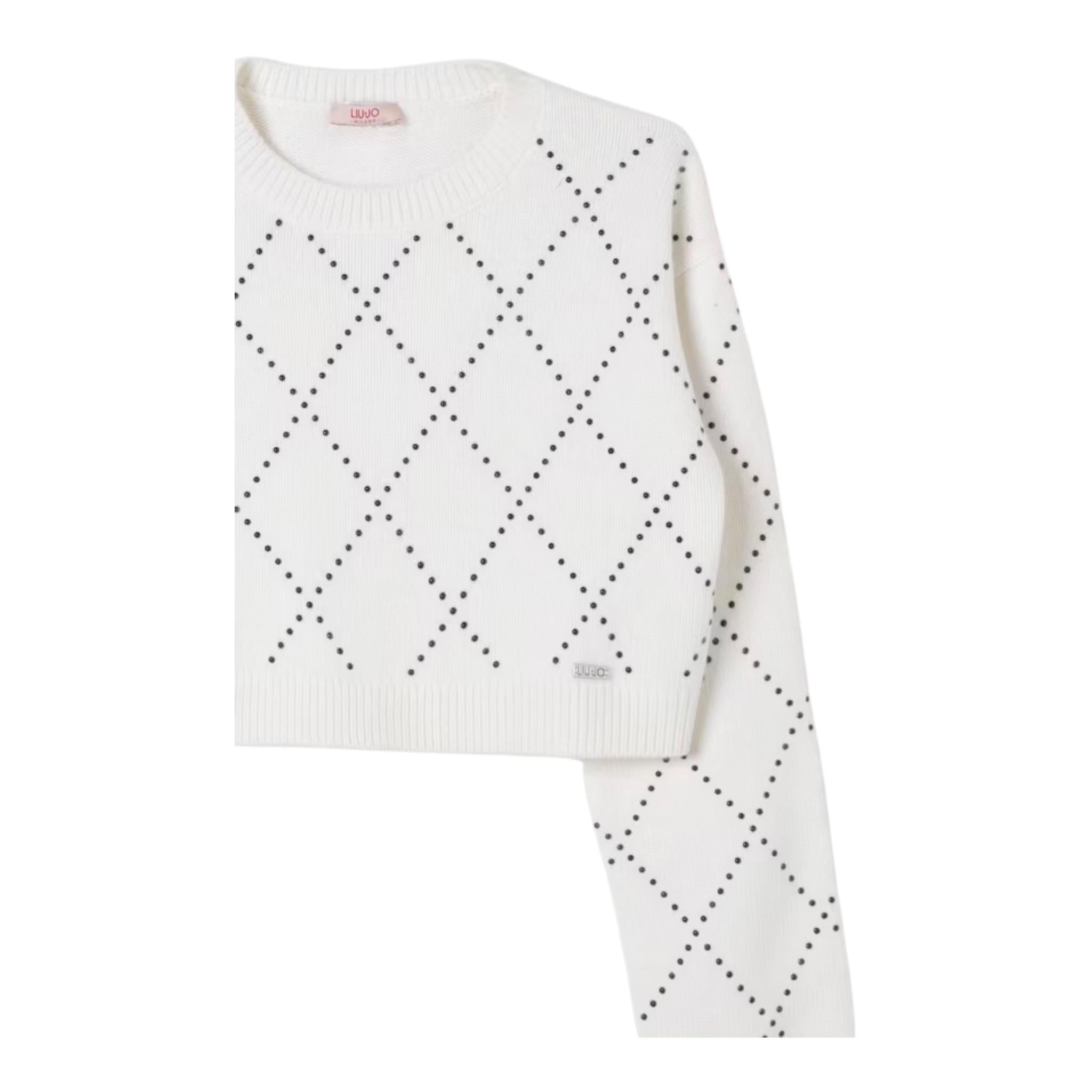 LIU JO maglia girocollo tinta unita cn brillantini Bianco per Bambina GF4137XX BIANCO LIU JO