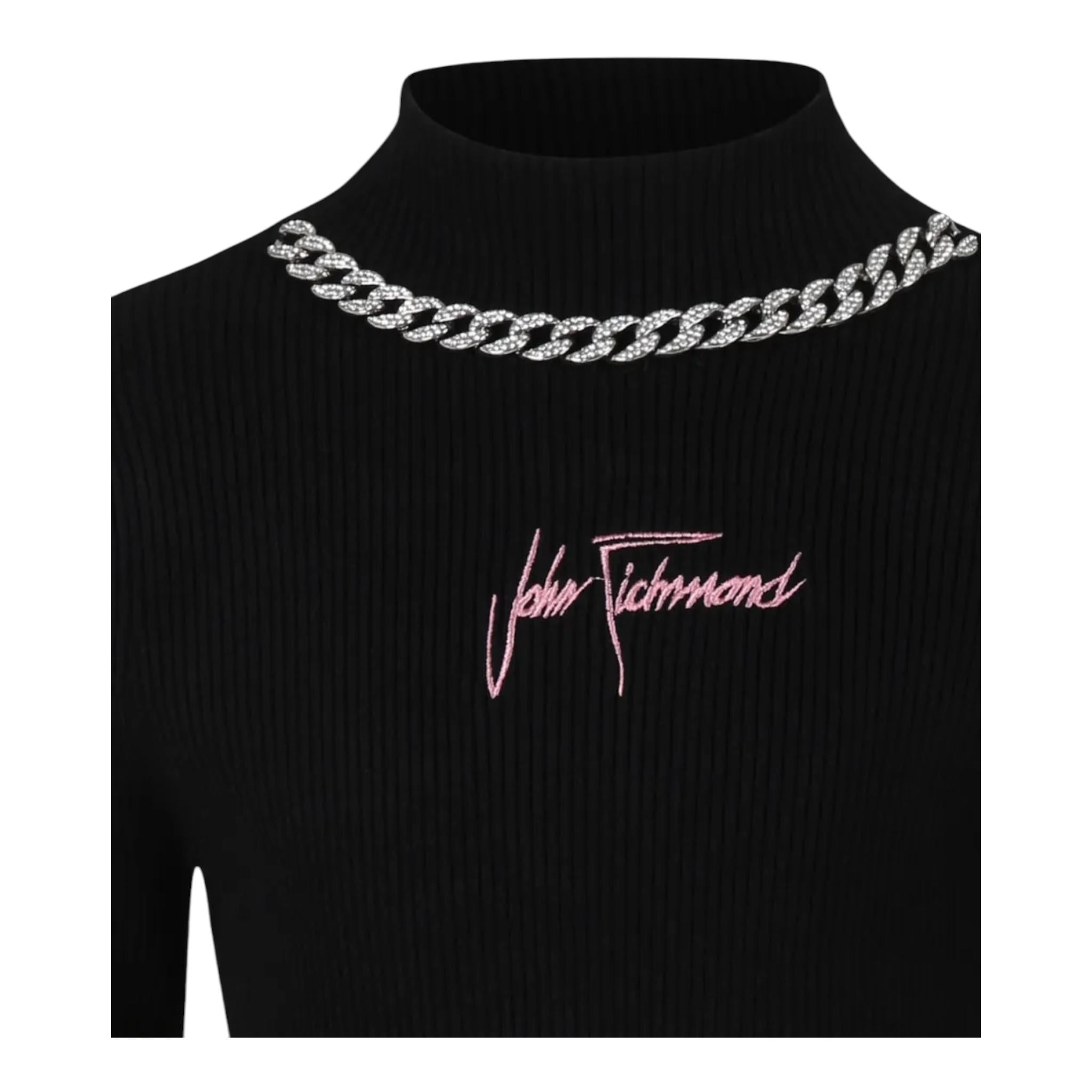 JOHN RICHMOND maglia mezza collo tinta unita con applicazioni Nero per Bambina RGA24080MAX NERO JOHN RICHMOND