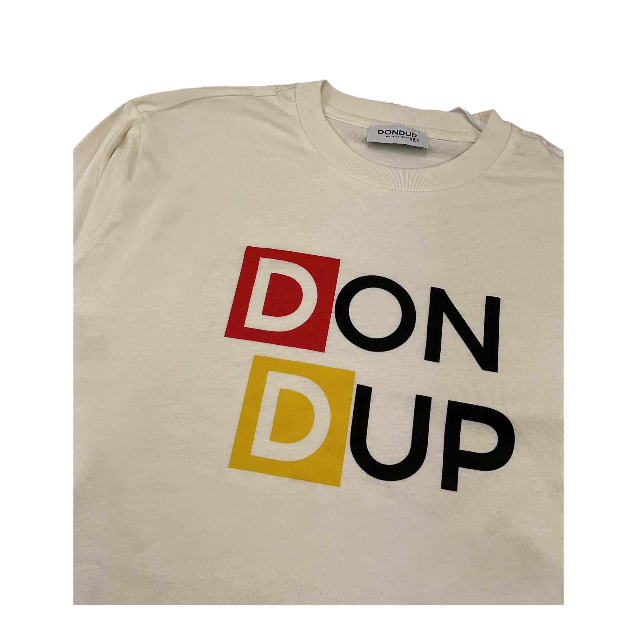 DONDUP shirt girocollo tinta unita con stampa logo Panna per Bambino DMTS009 PANNA DONDUP