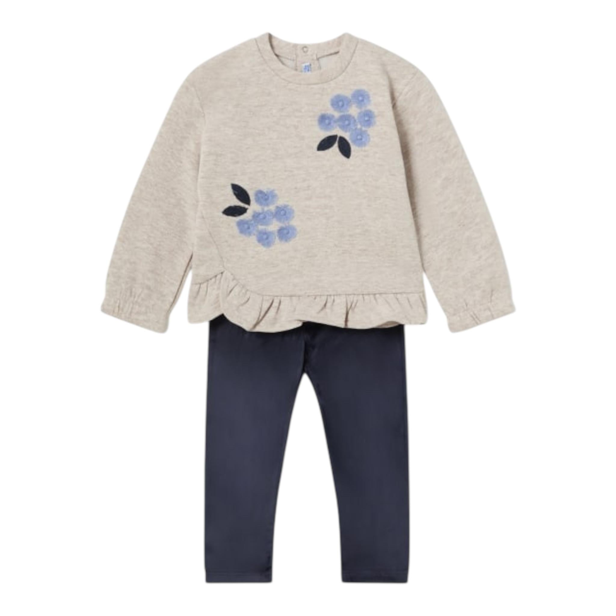 MAYORAL completo 2pz felpa-leggins bicolore Beige/blu per Neonata 2706 BEIGE/BLU MAYORAL